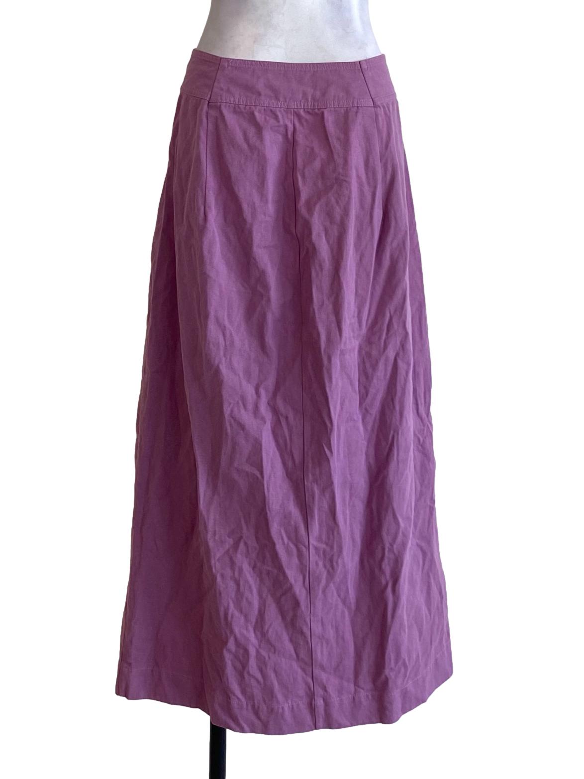 Orchid Purple Buttoned Down Loose Flowy A-Line Skirt