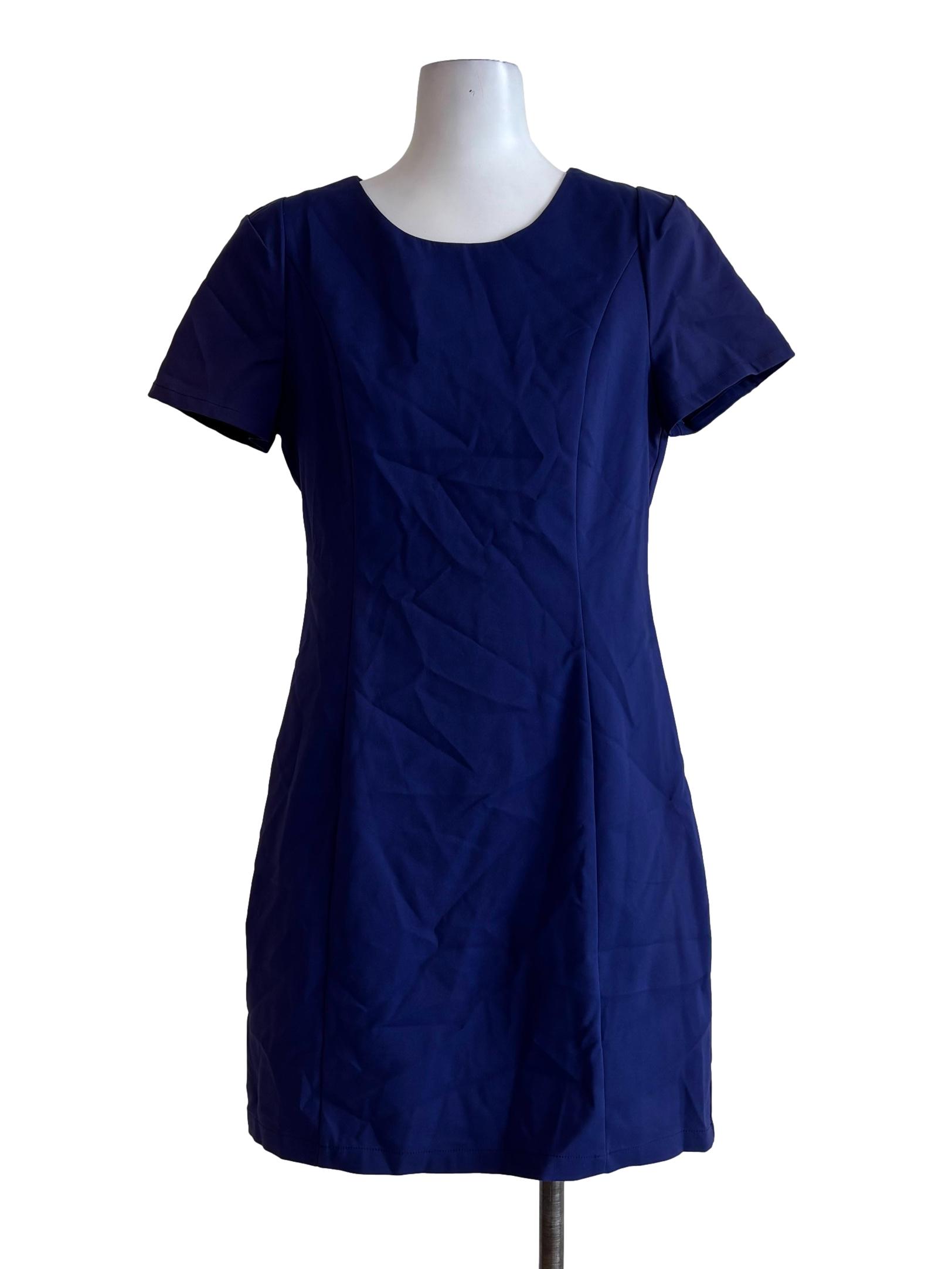 Blue Short Sleeve A-Line Dress