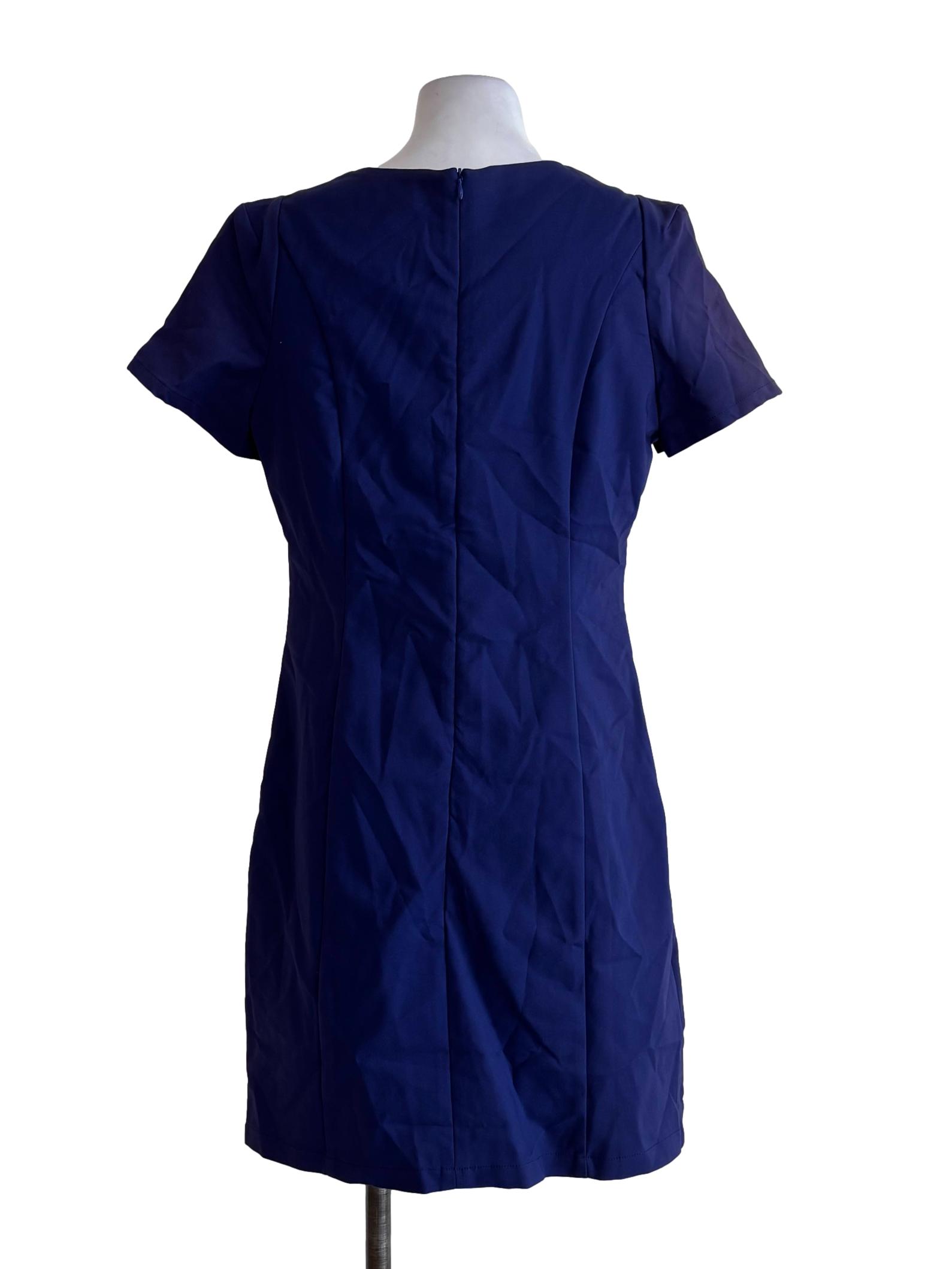 Blue Short Sleeve A-Line Dress