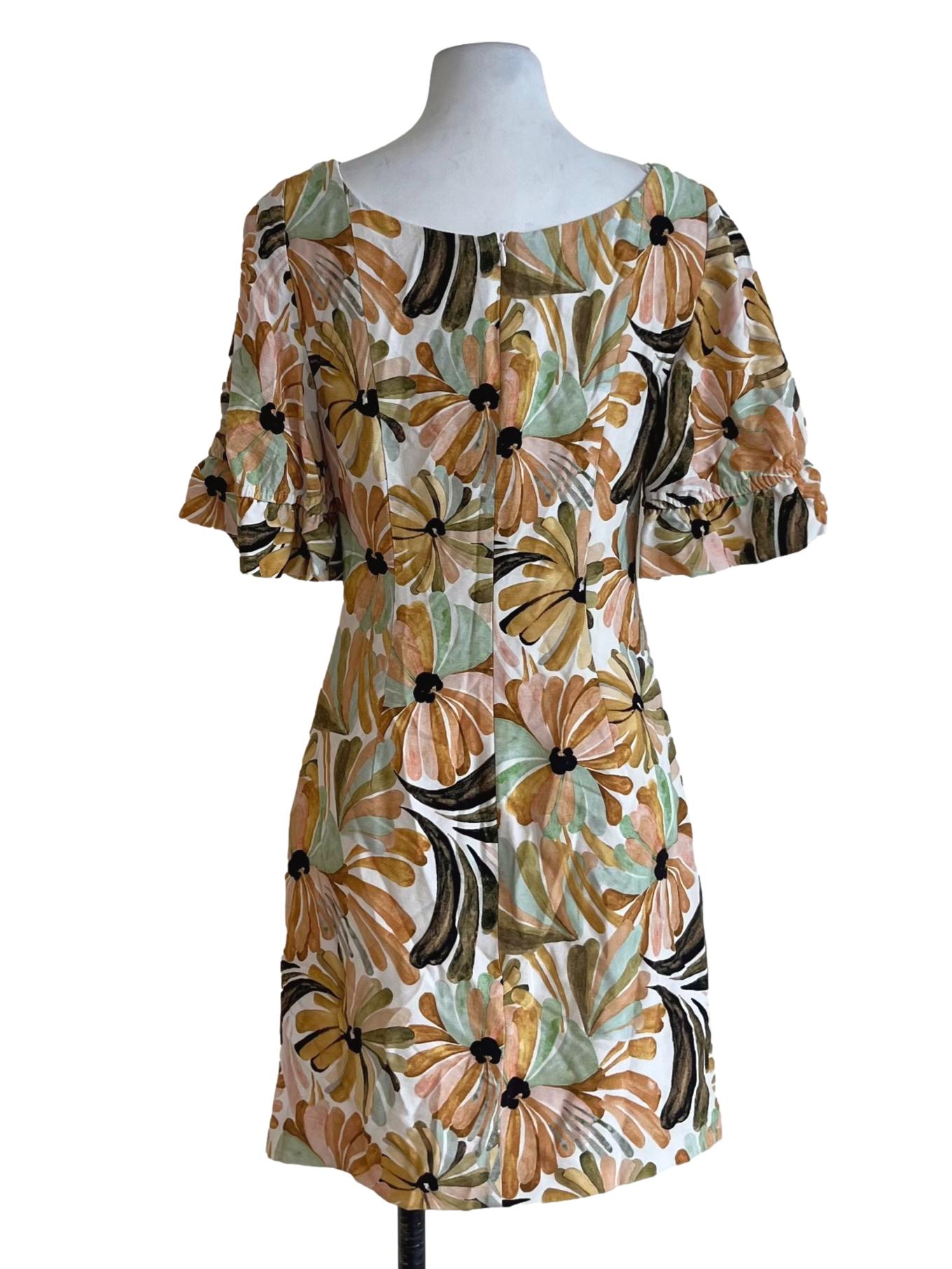 White Multicolor Floral Empire Dress
