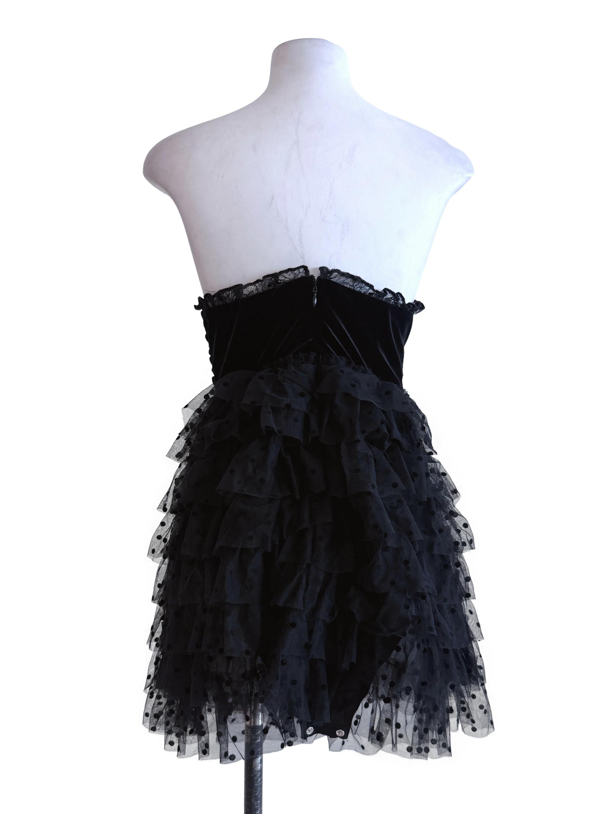 Black Plain Strapless Tier Mini Dress