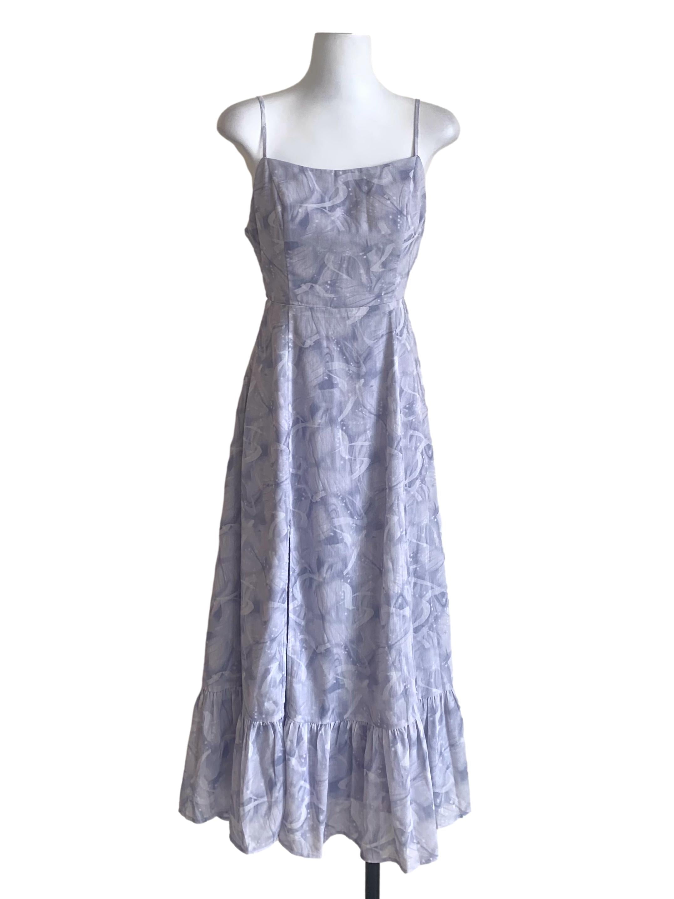 Heather Purple Floral Pattern A-Line Dress