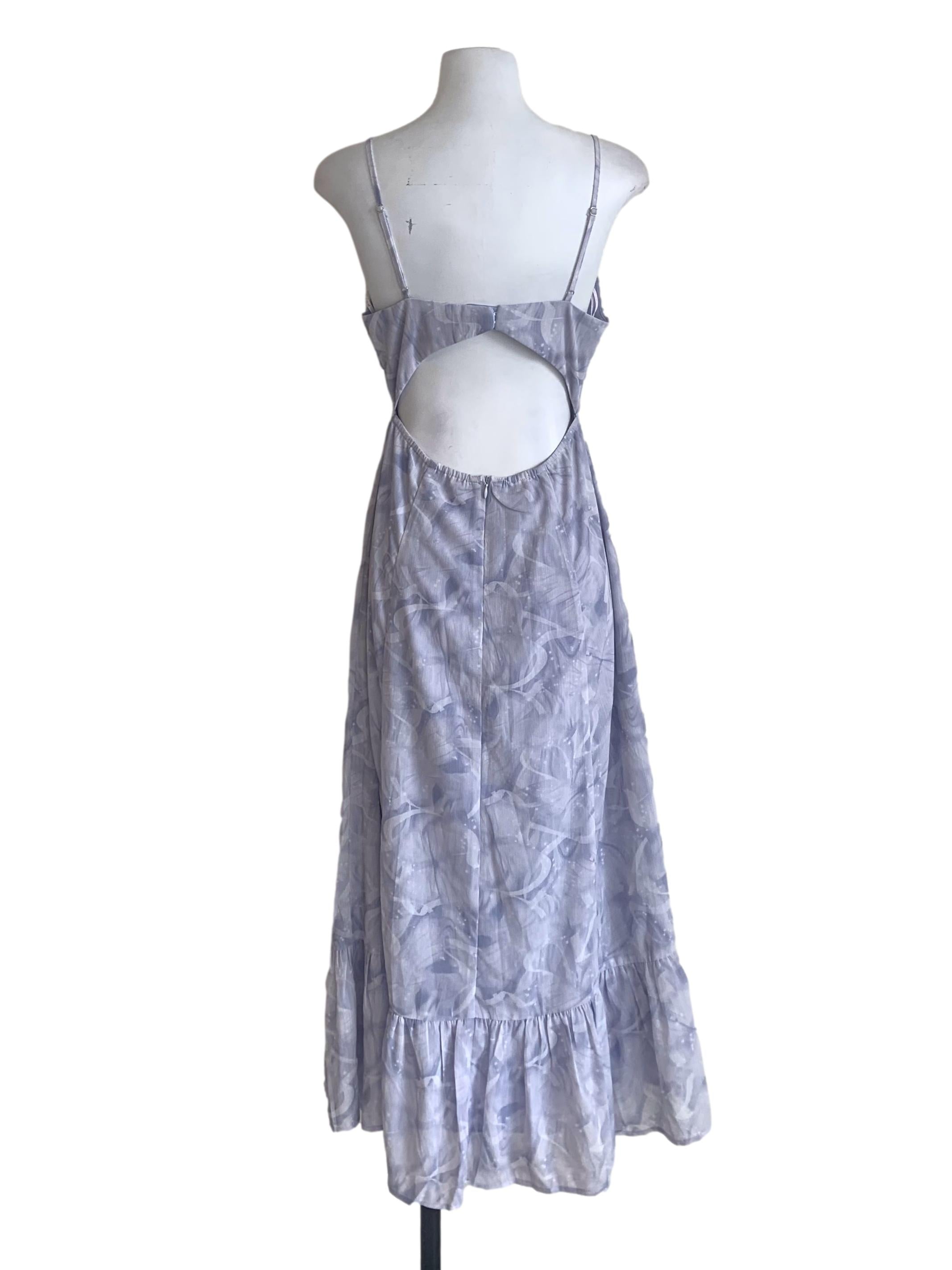 Heather Purple Floral Pattern A-Line Dress