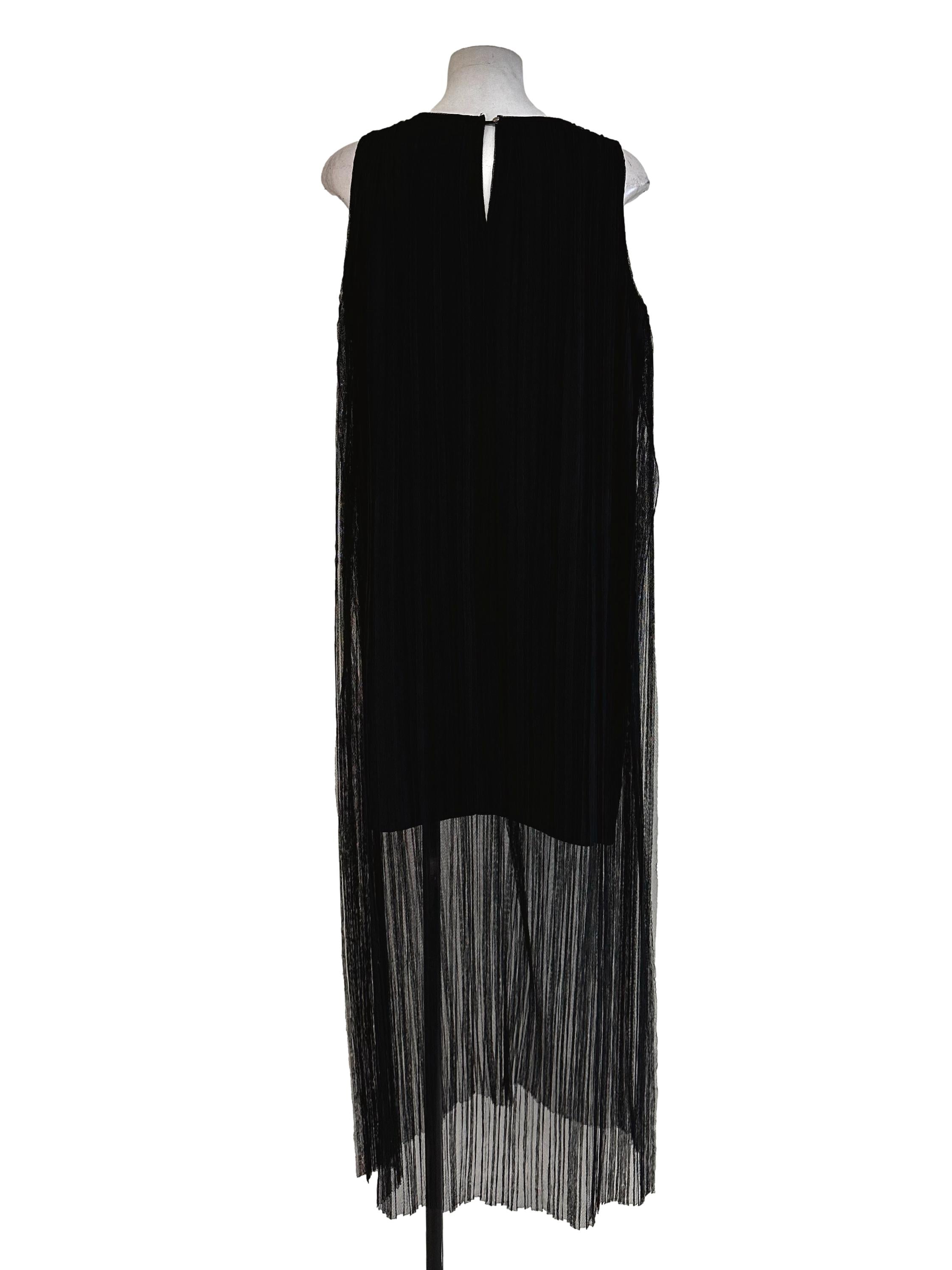 Black Textured Pleated Dress