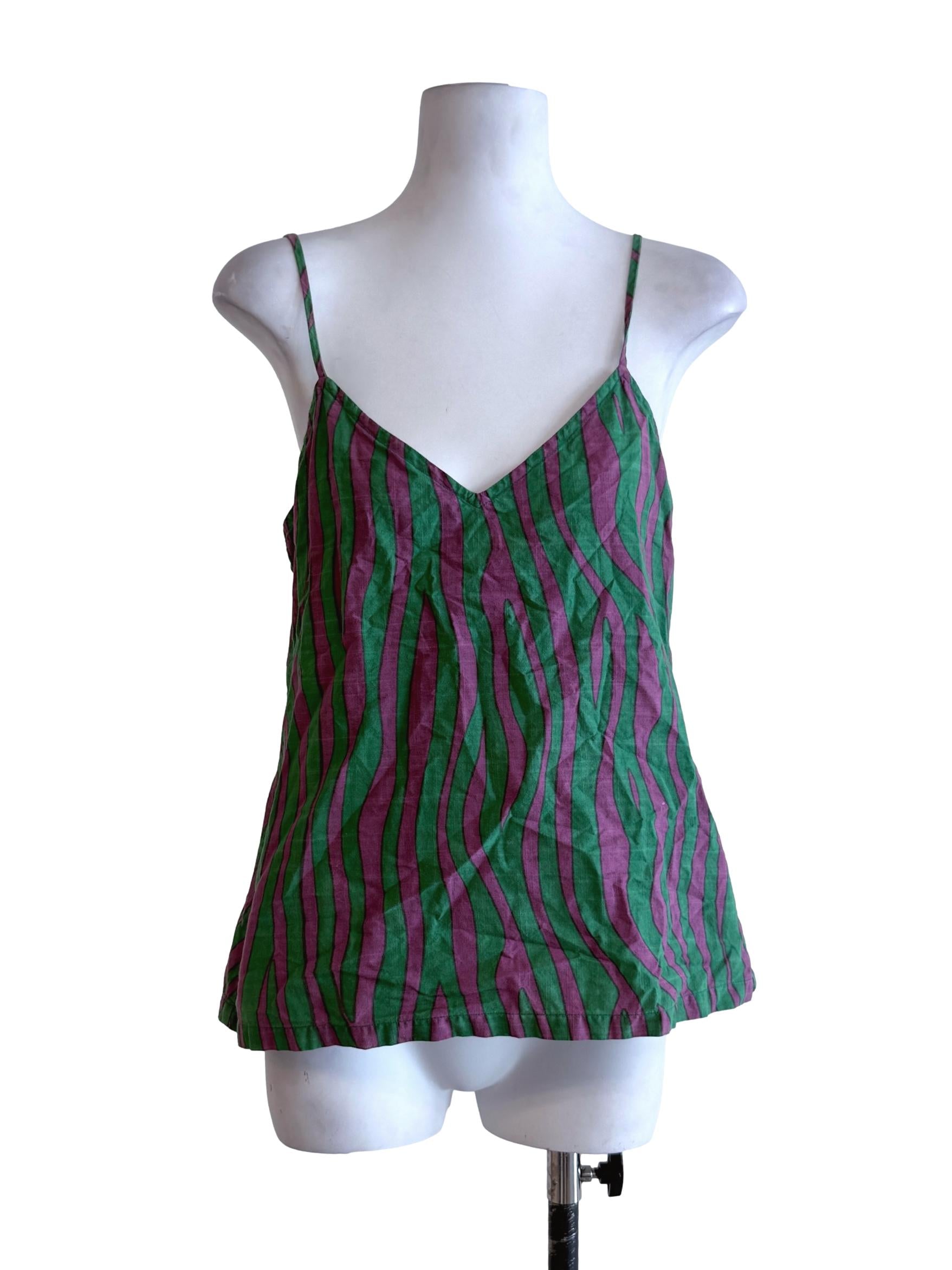 Green Pink Stripes With Strap Top