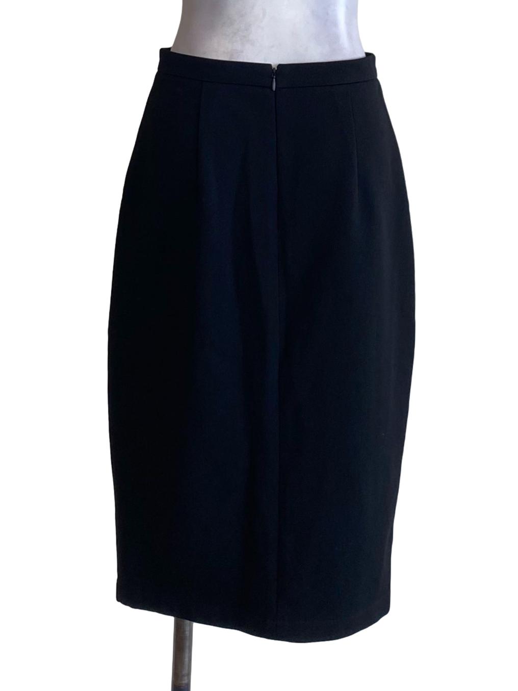 True Black High Waisted Slit Pencil Skirt