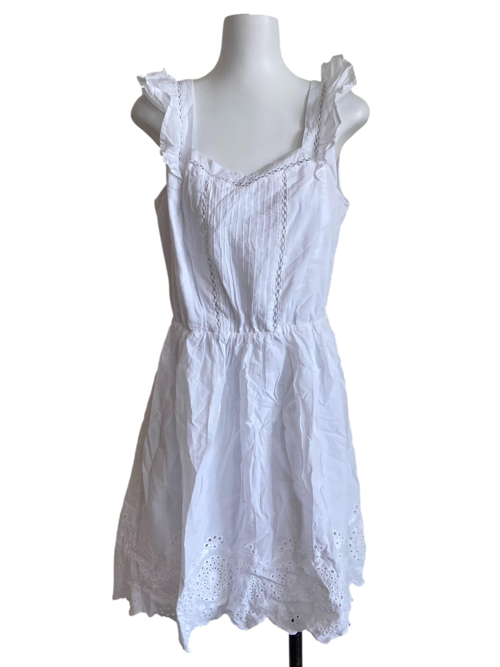 White Ruffle Embroidery Apron Dress