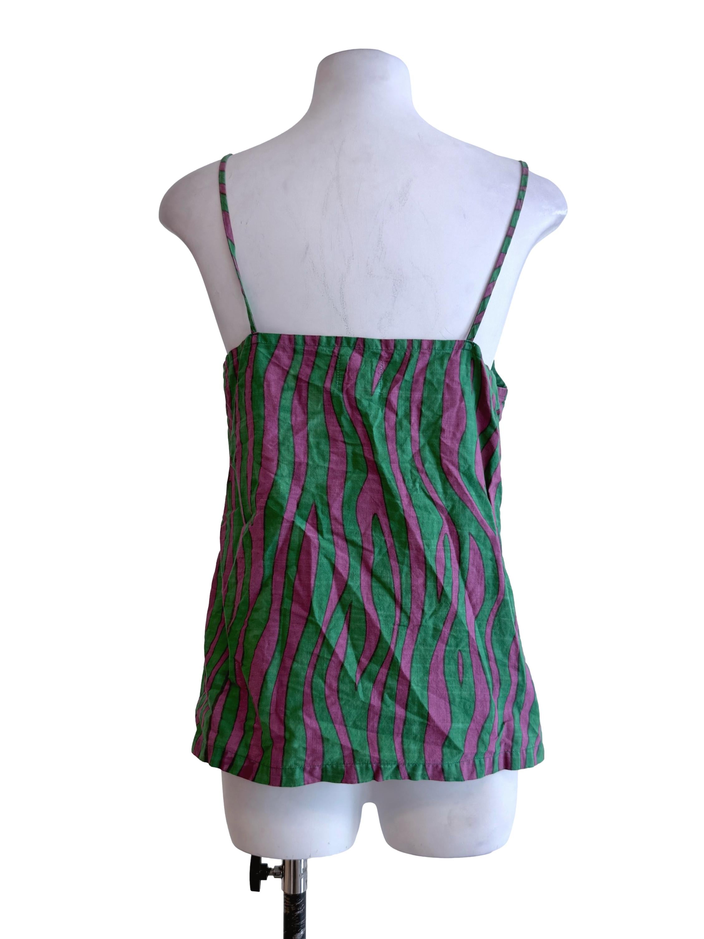 Green Pink Stripes With Strap Top