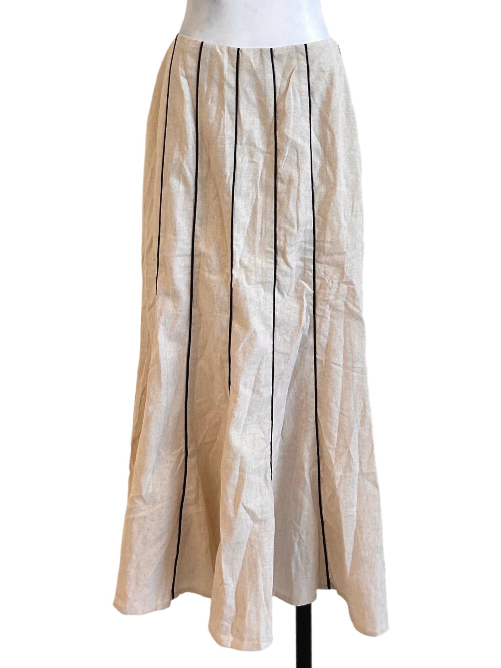 Linen Vertical Stripe Skirt TCL