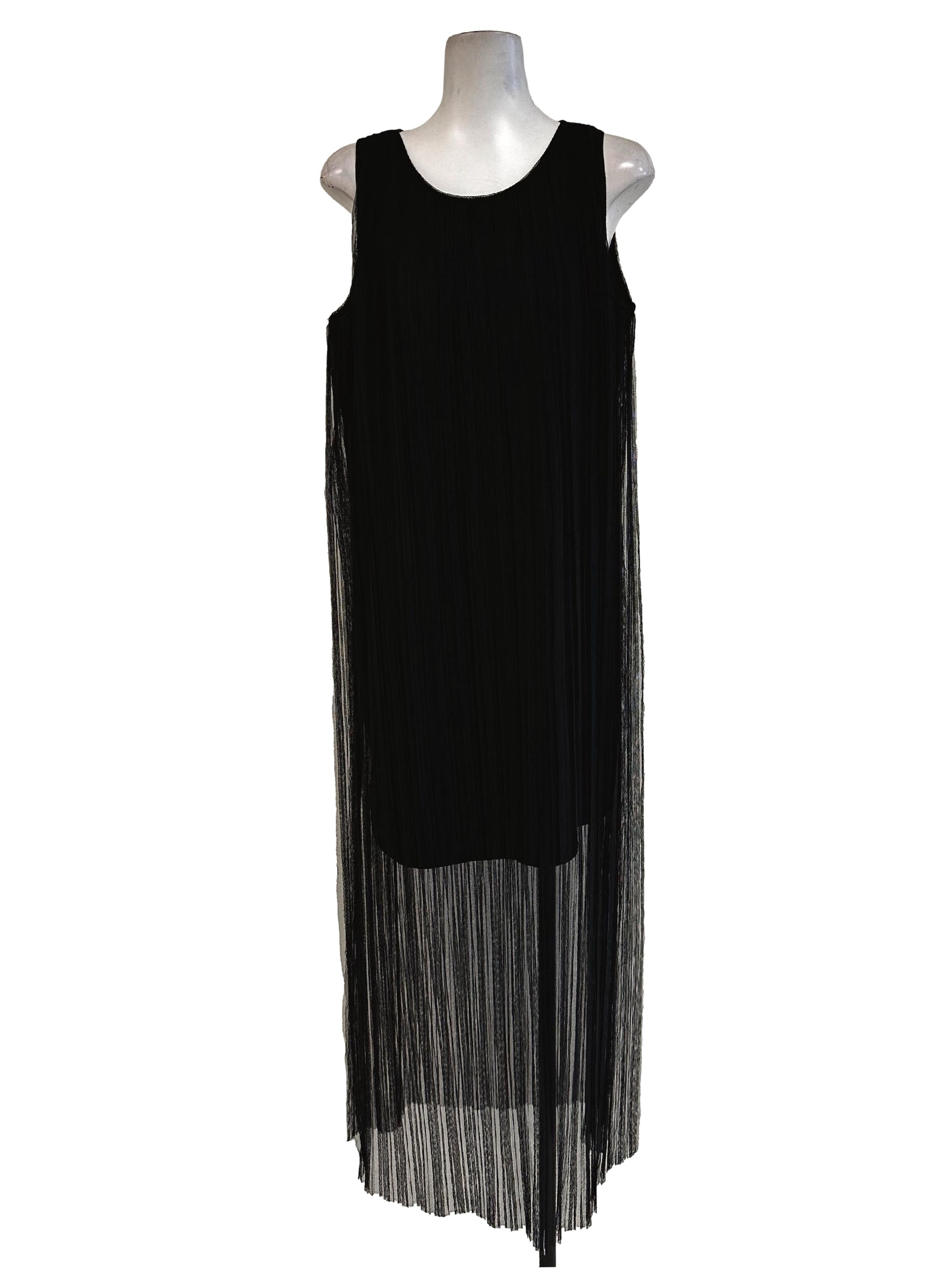 Black Textured Pleated Dress