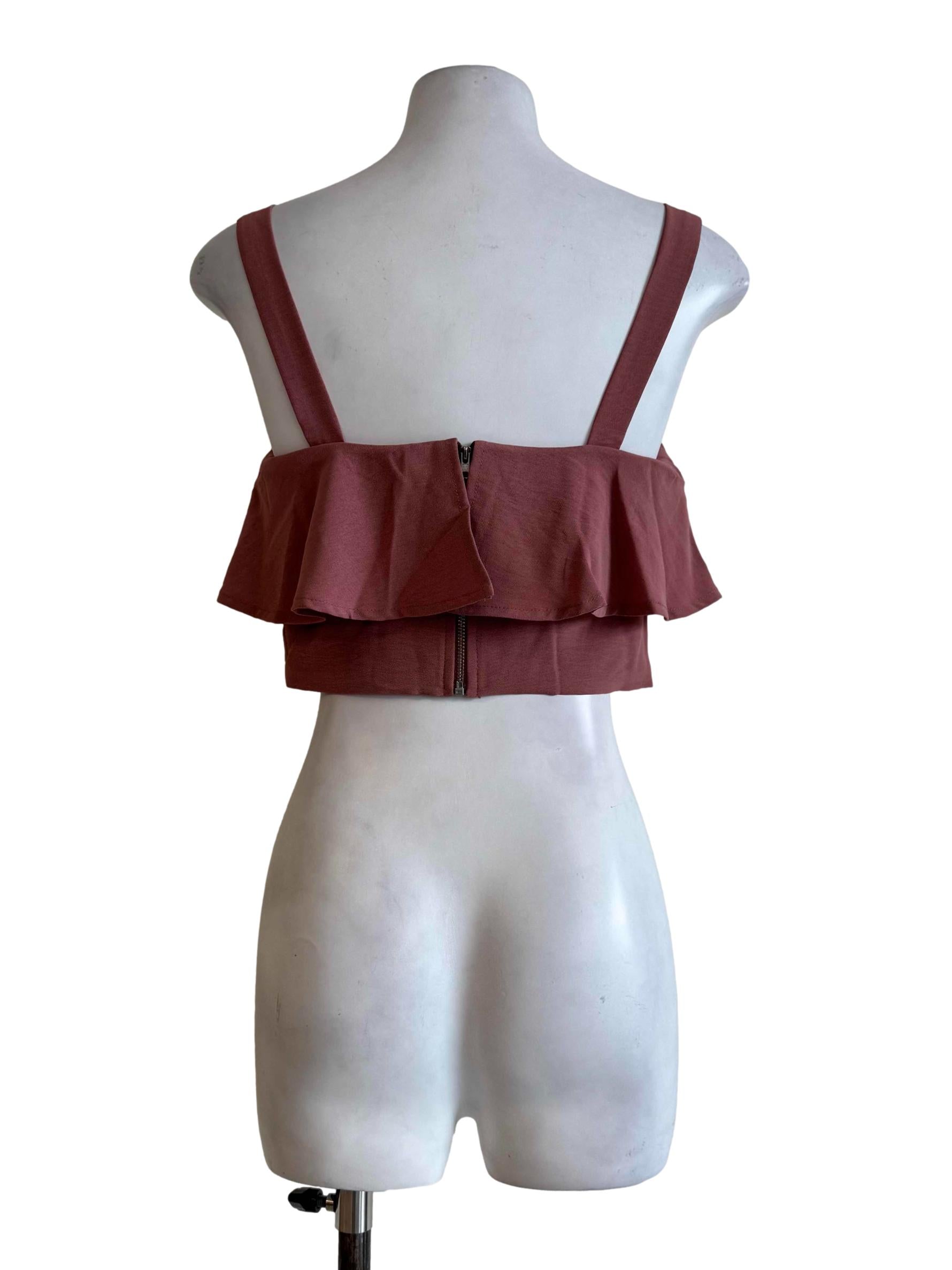 Ash Pink Ruffle Crop Top