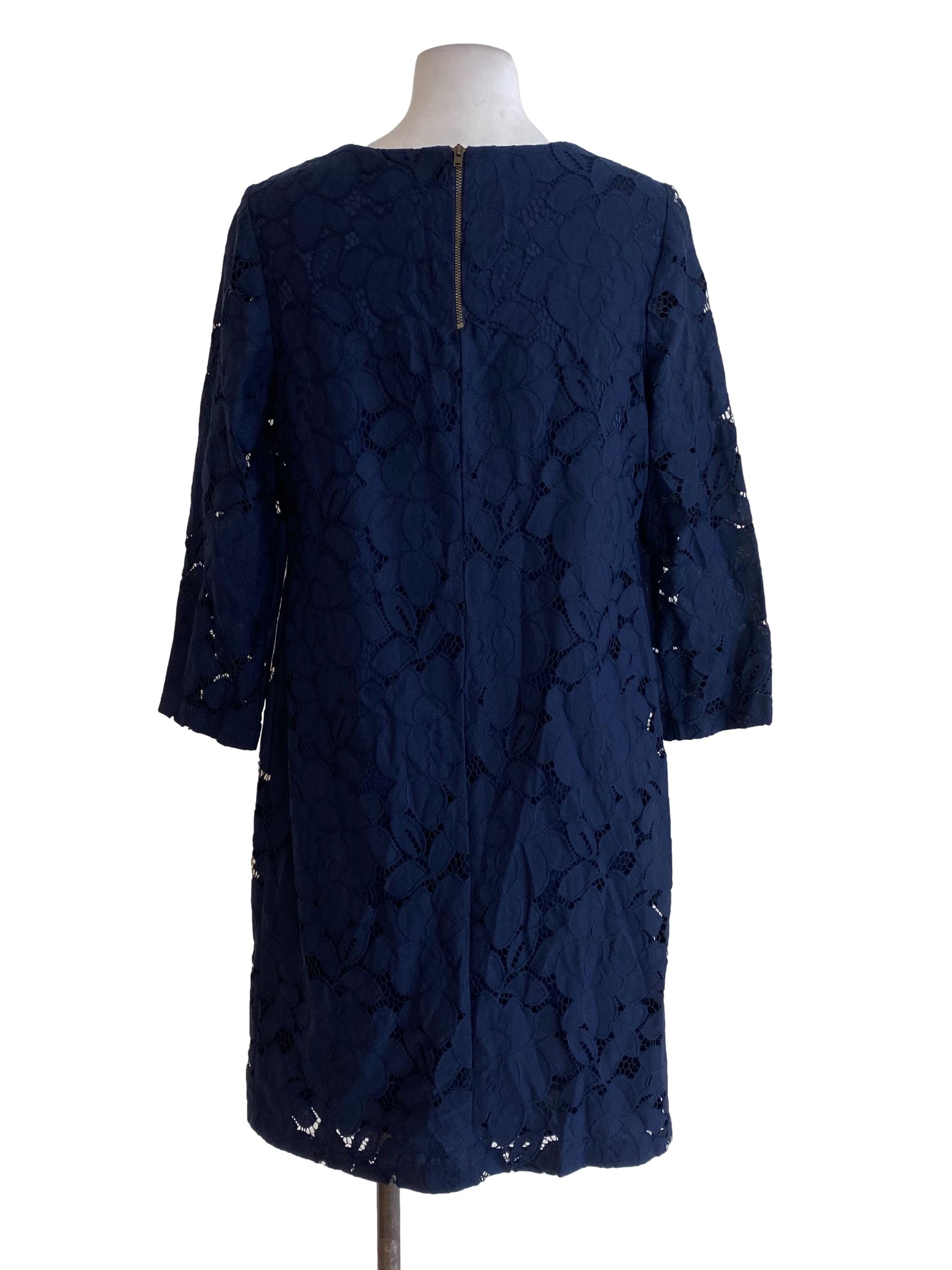Navy Blue Floral Long Sleeve Dress