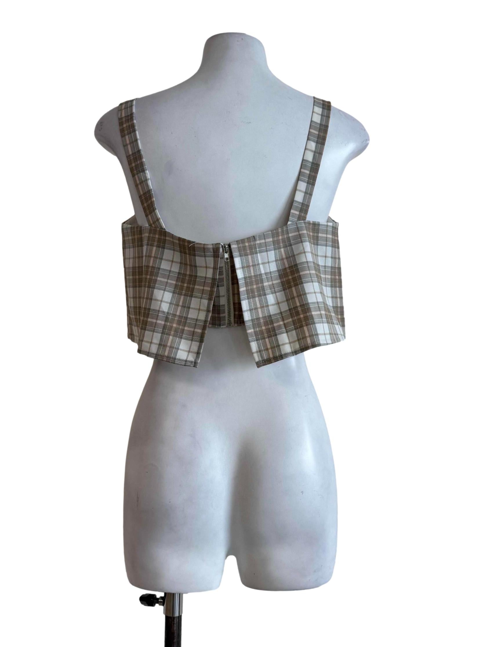 Pastel Grey Gingham Top