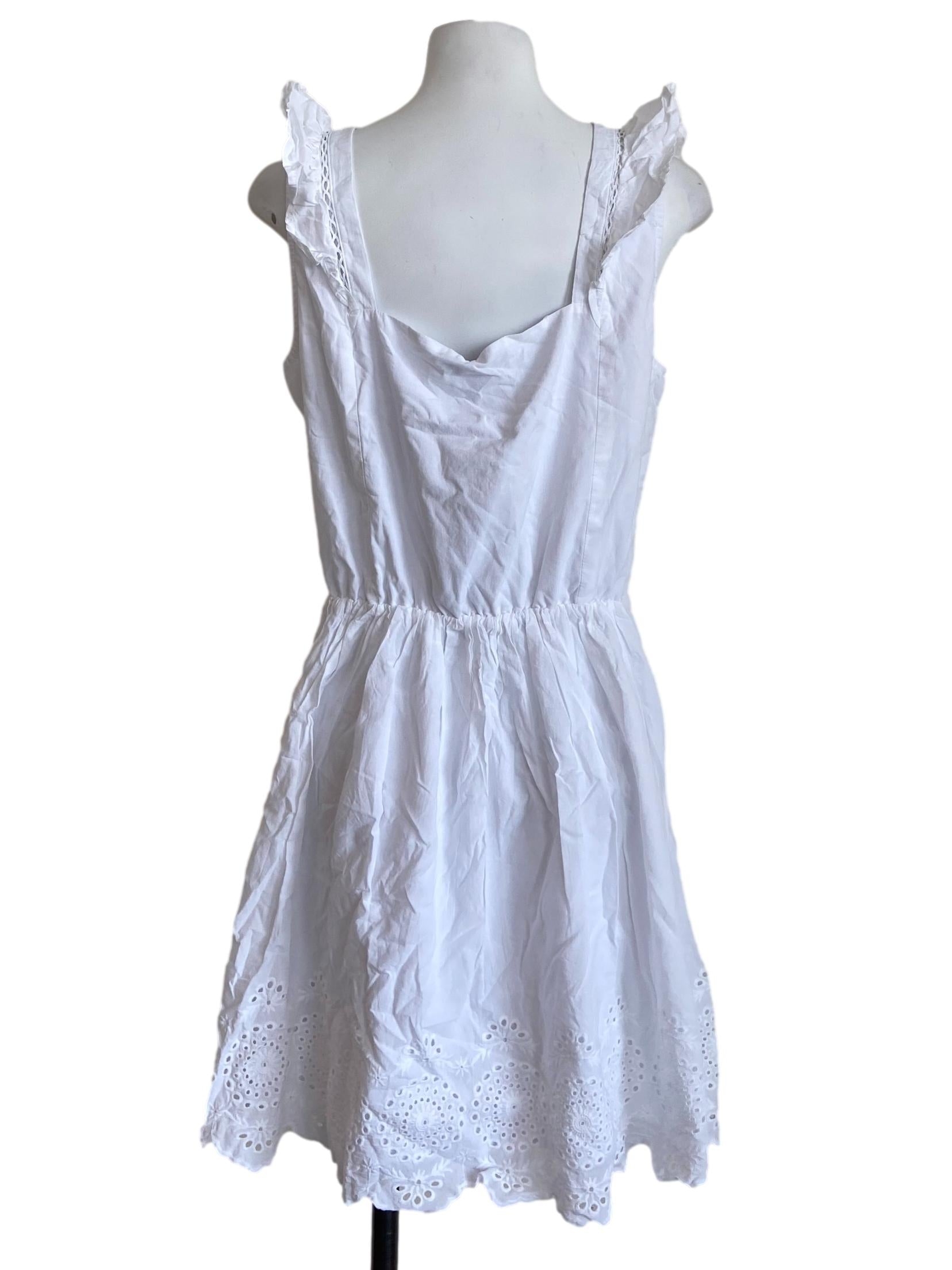 White Ruffle Embroidery Apron Dress