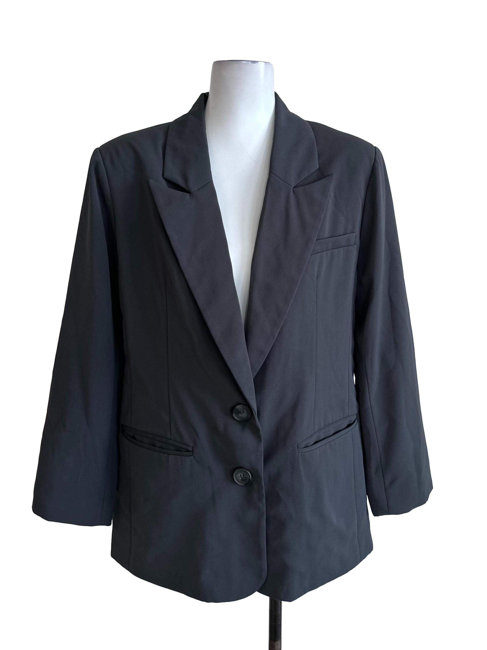 Dark Cloud Grey Collar Blazer