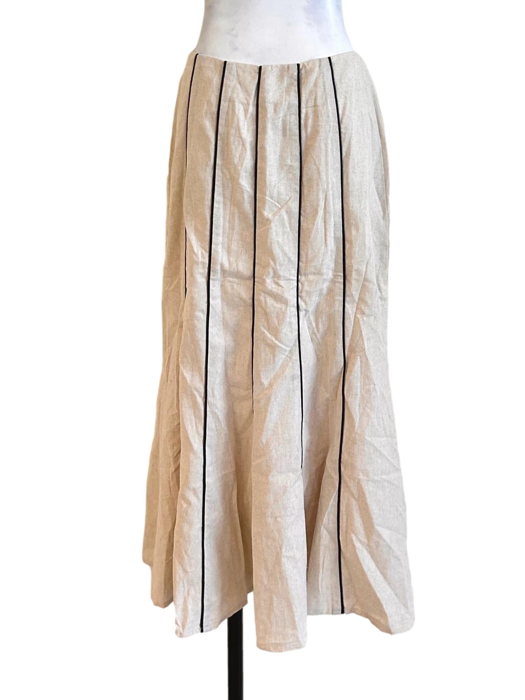 Linen Vertical Stripe Skirt TCL