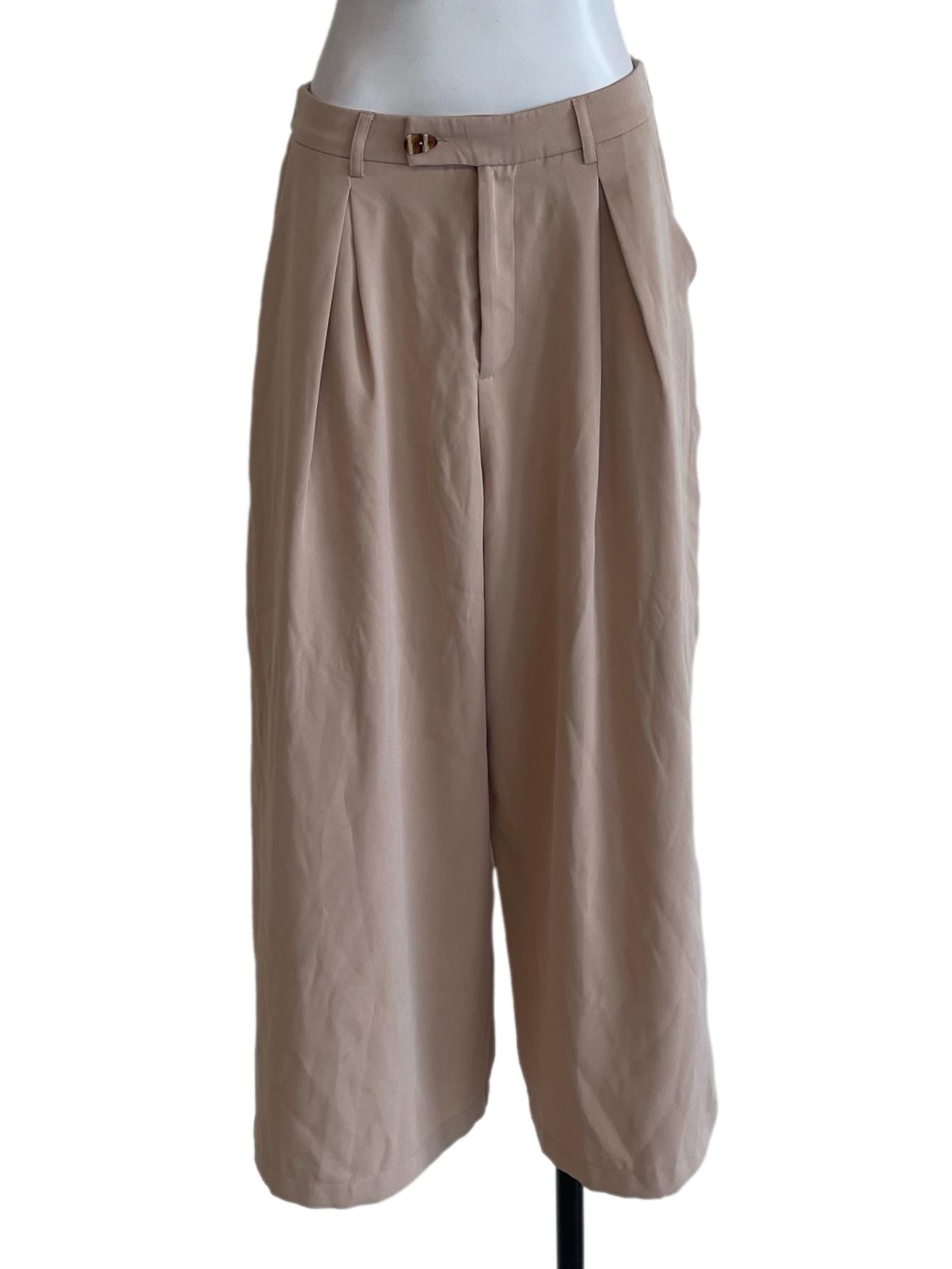 Cream Brown Straight Cut Pants