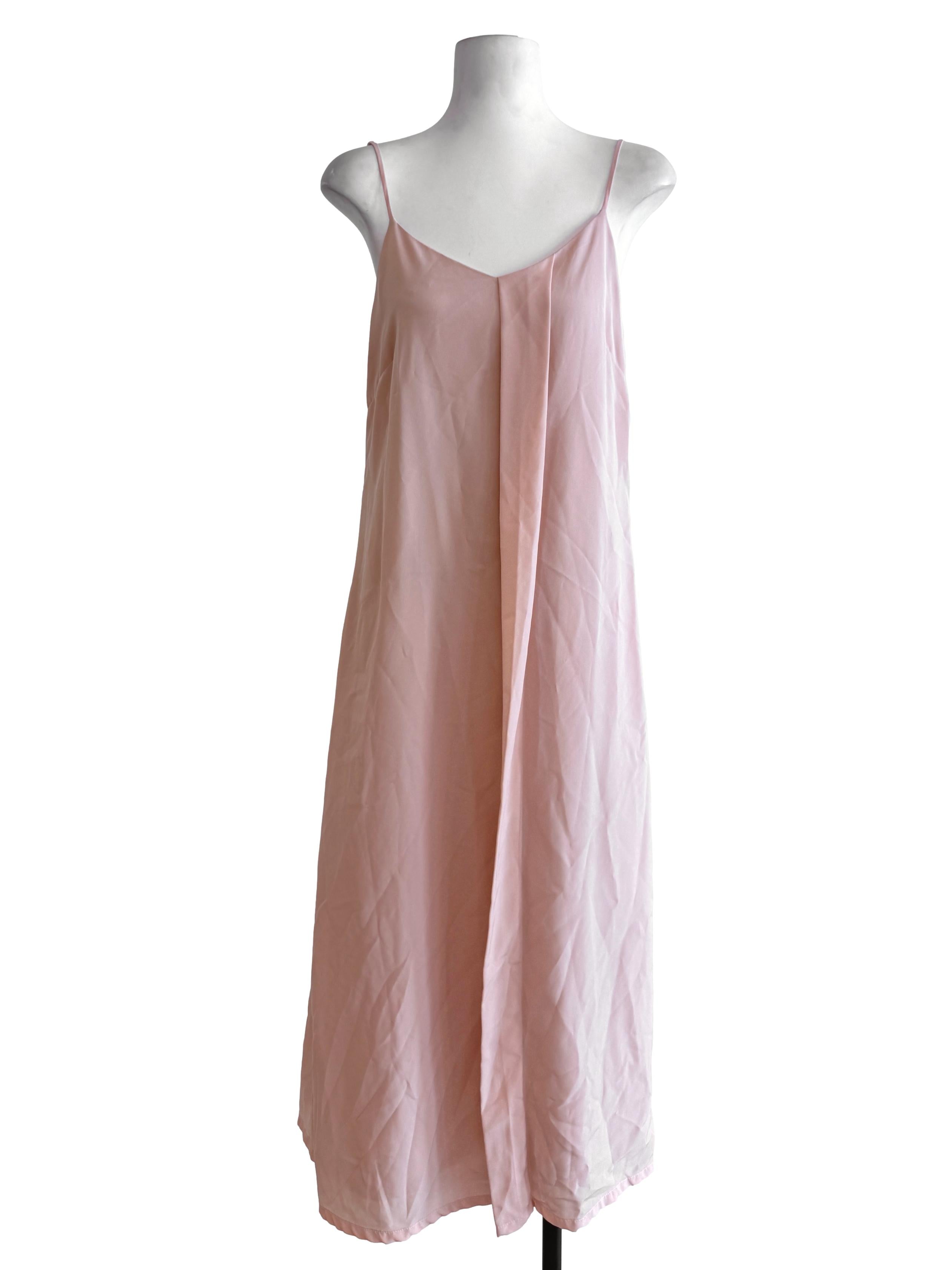 Peach Beige Plain A Line Dress
