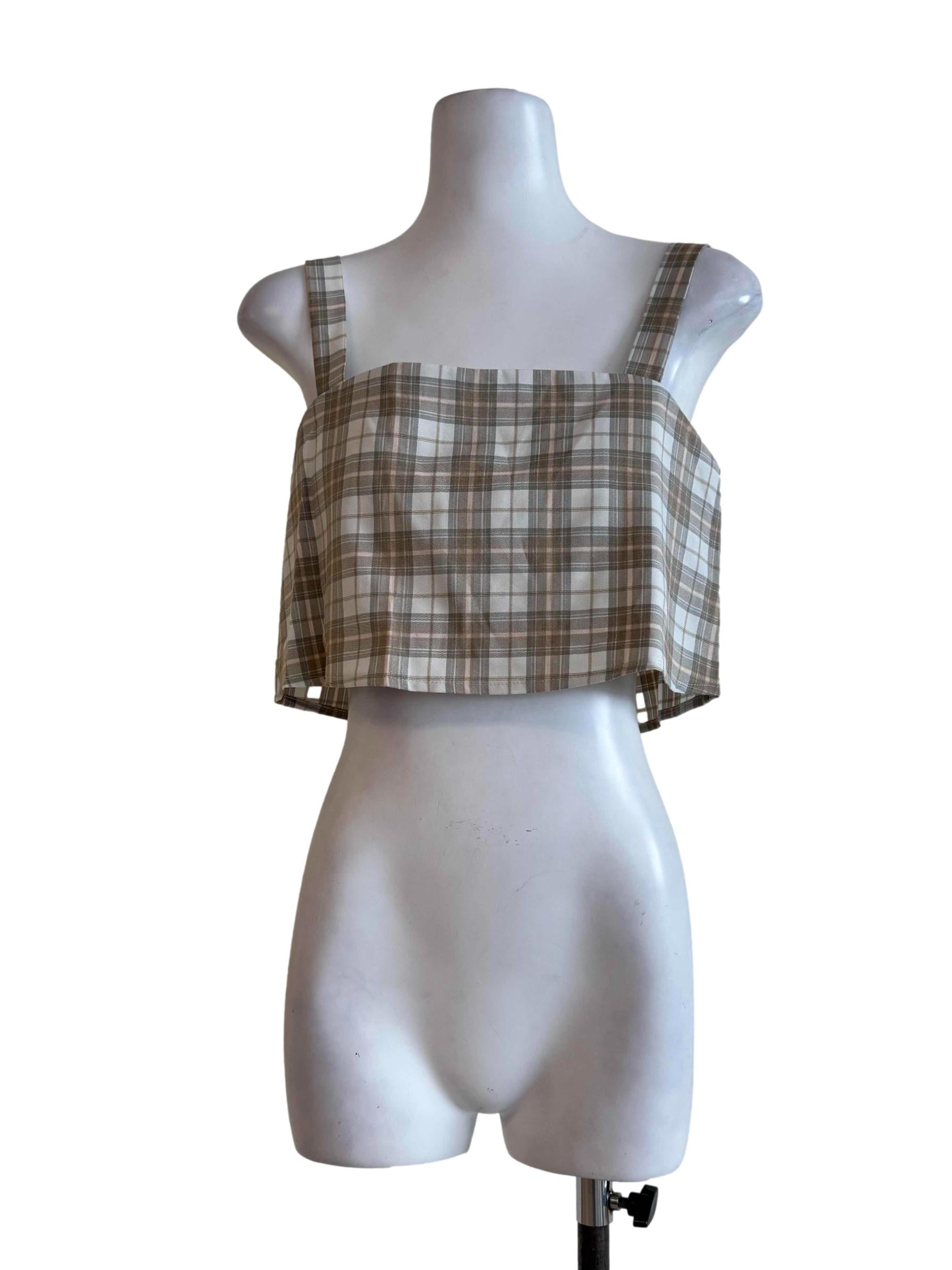 Pastel Grey Gingham Top