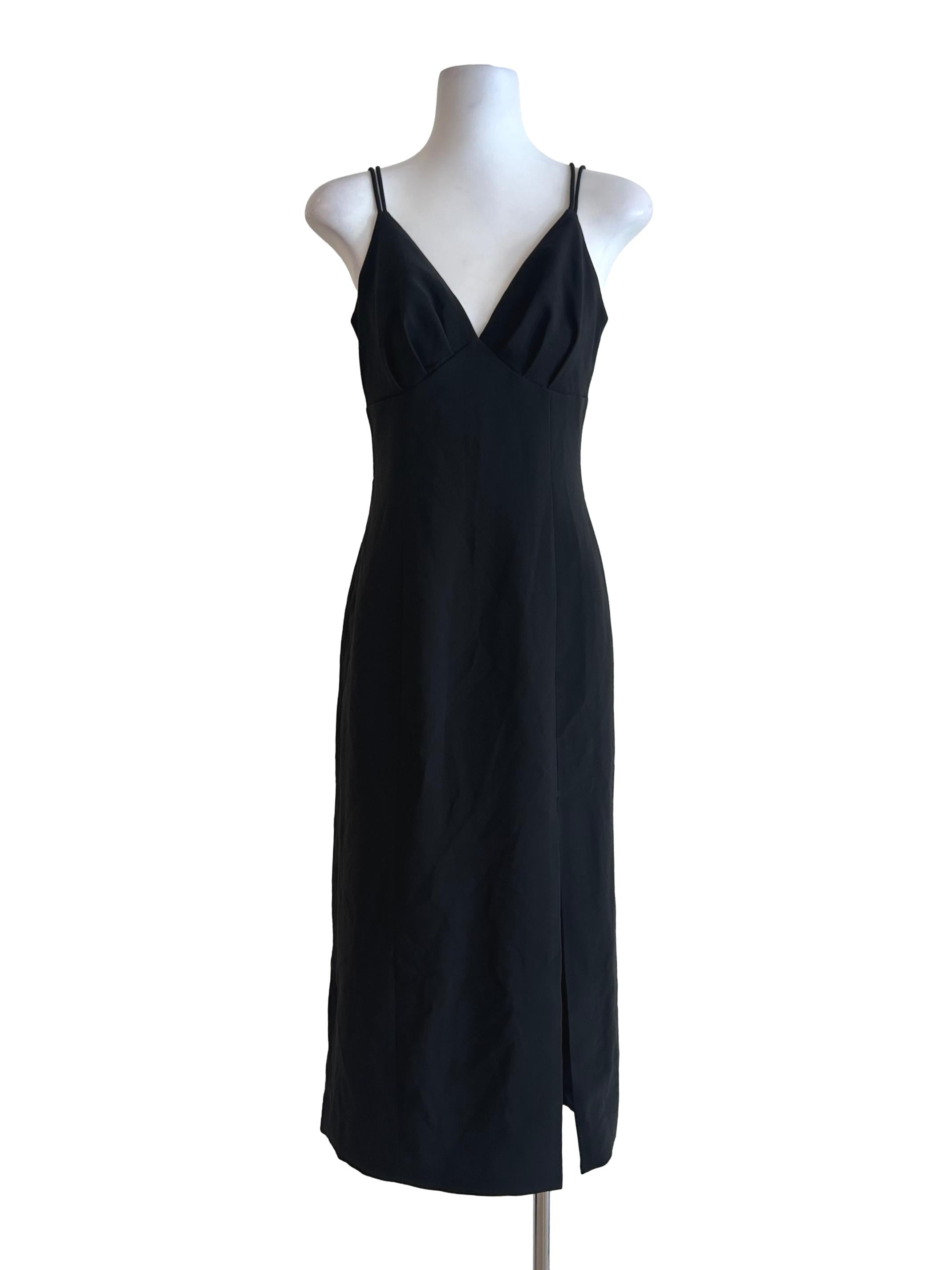 Soft Black Cami Slit Dress
