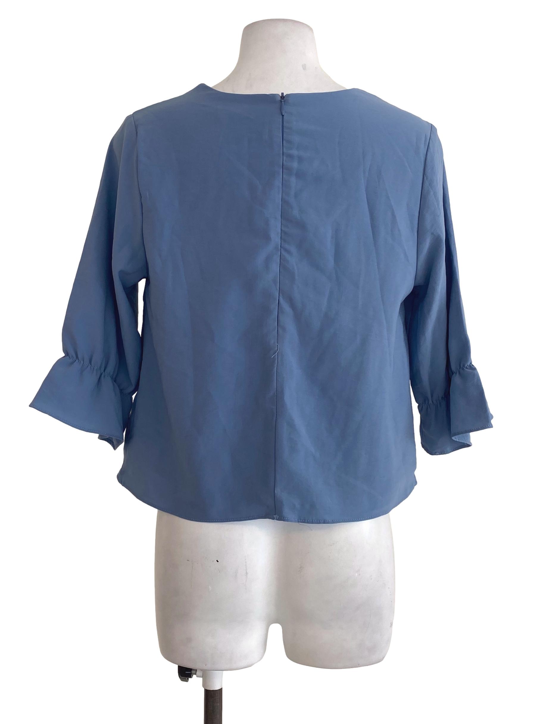 Another One Blue V Neck Blouse | REFASH