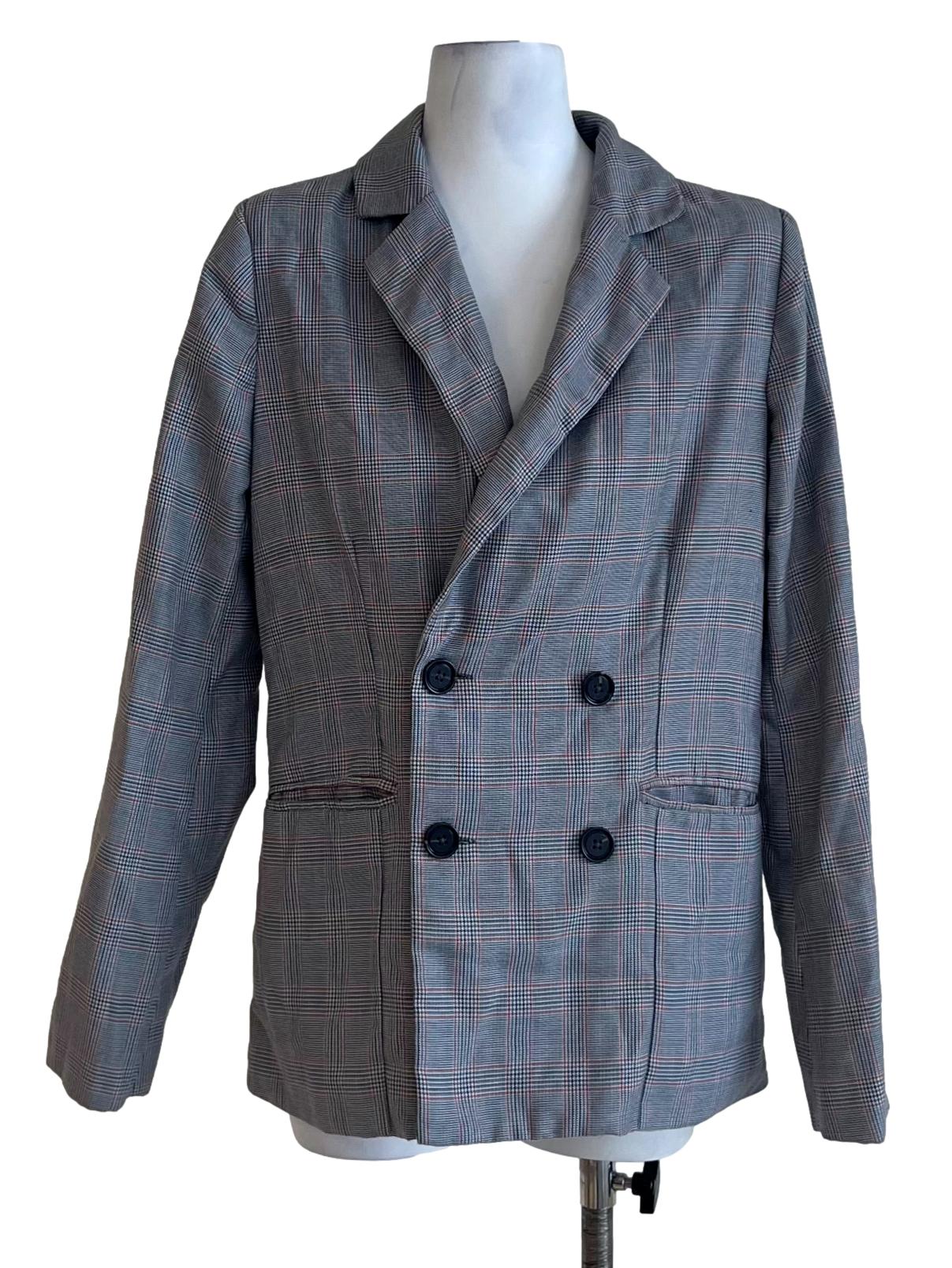 Black Tartan Double Breasted Blazer