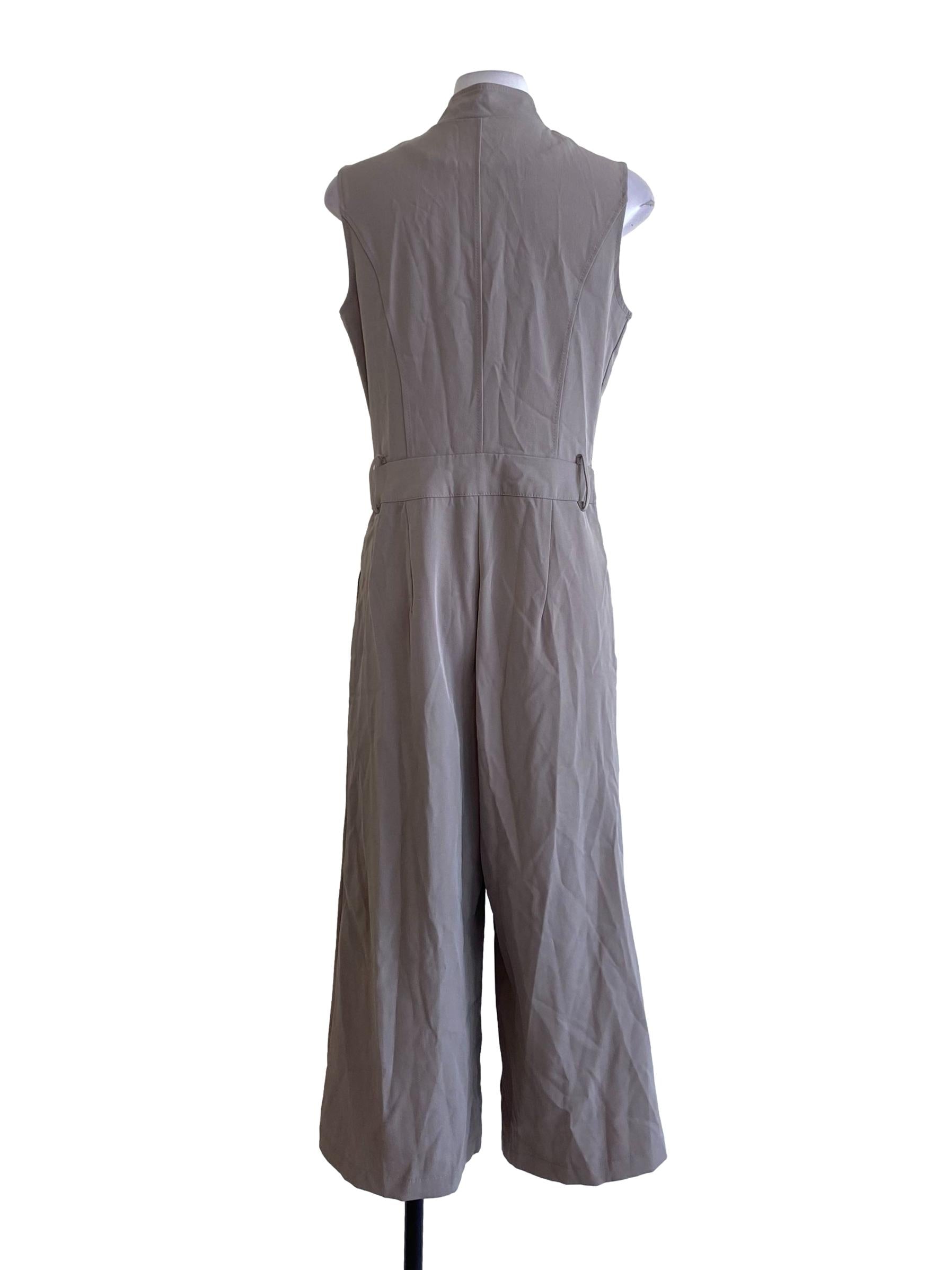 Almond Brown Buttoned Down Collared Fit Jumpsuit
