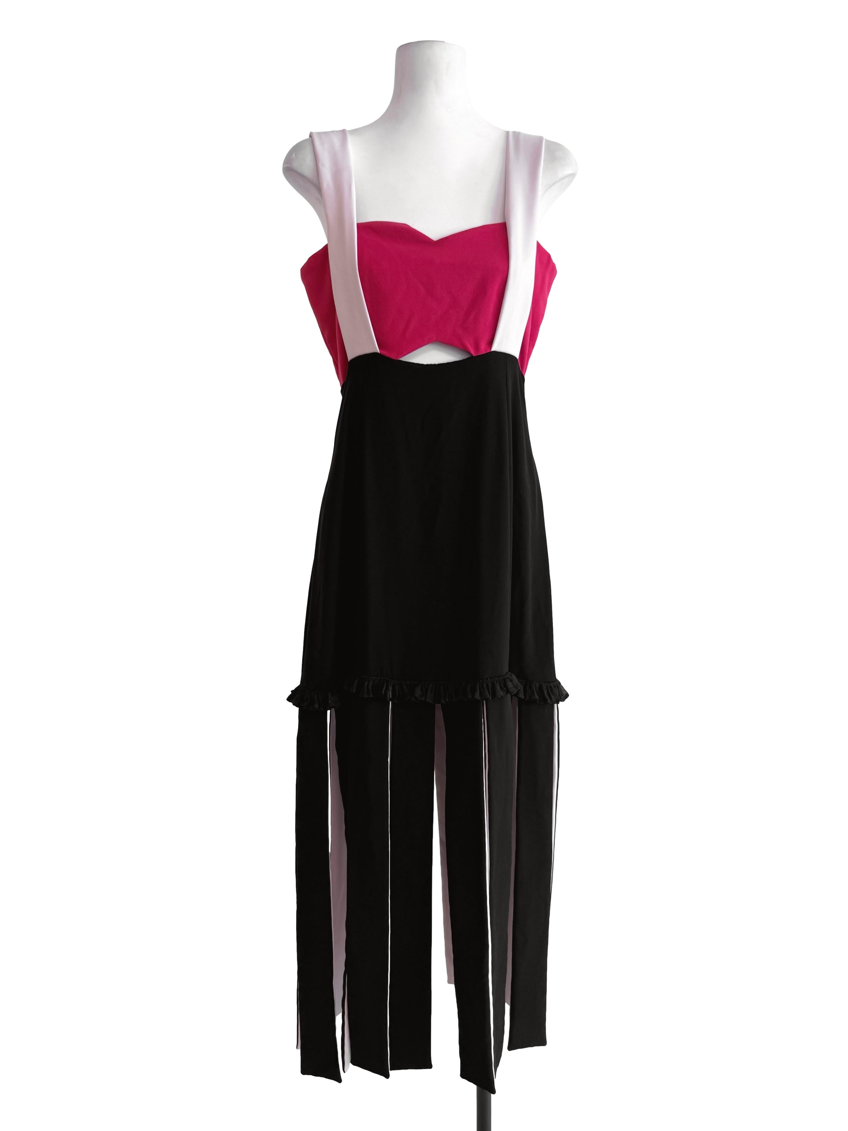 Pink Black Colourblock Sleeveless Dress