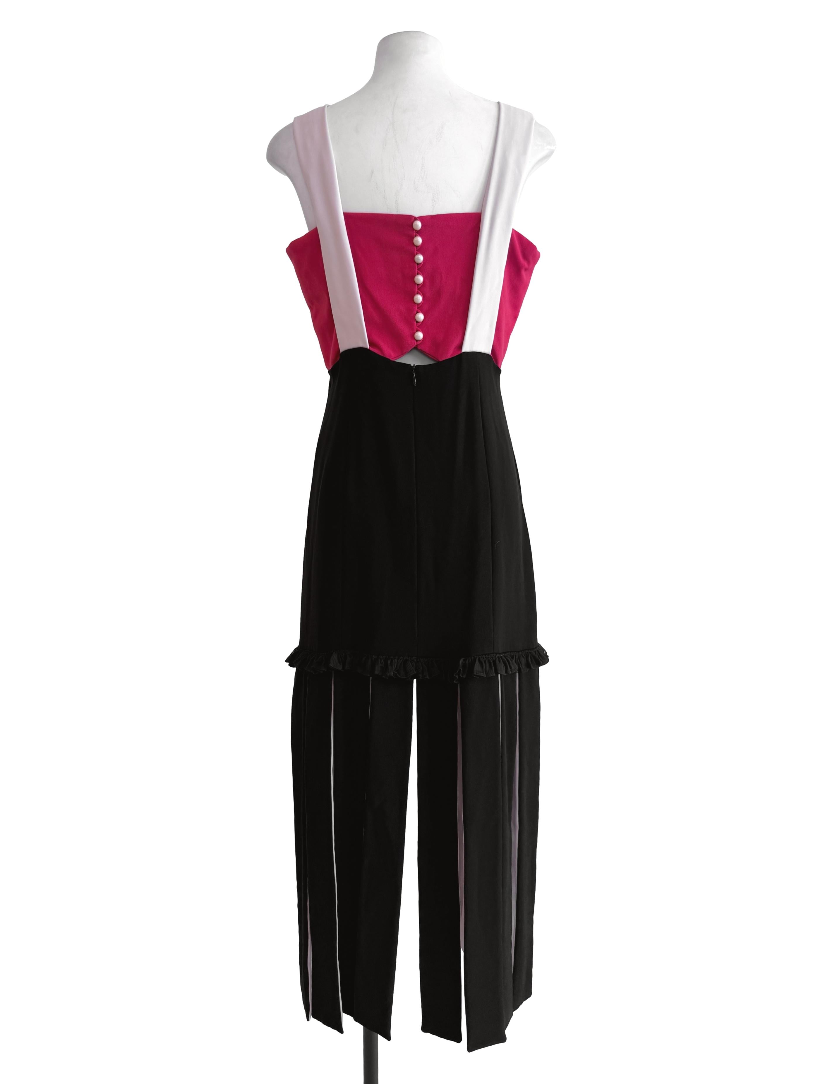 Pink Black Colourblock Sleeveless Dress
