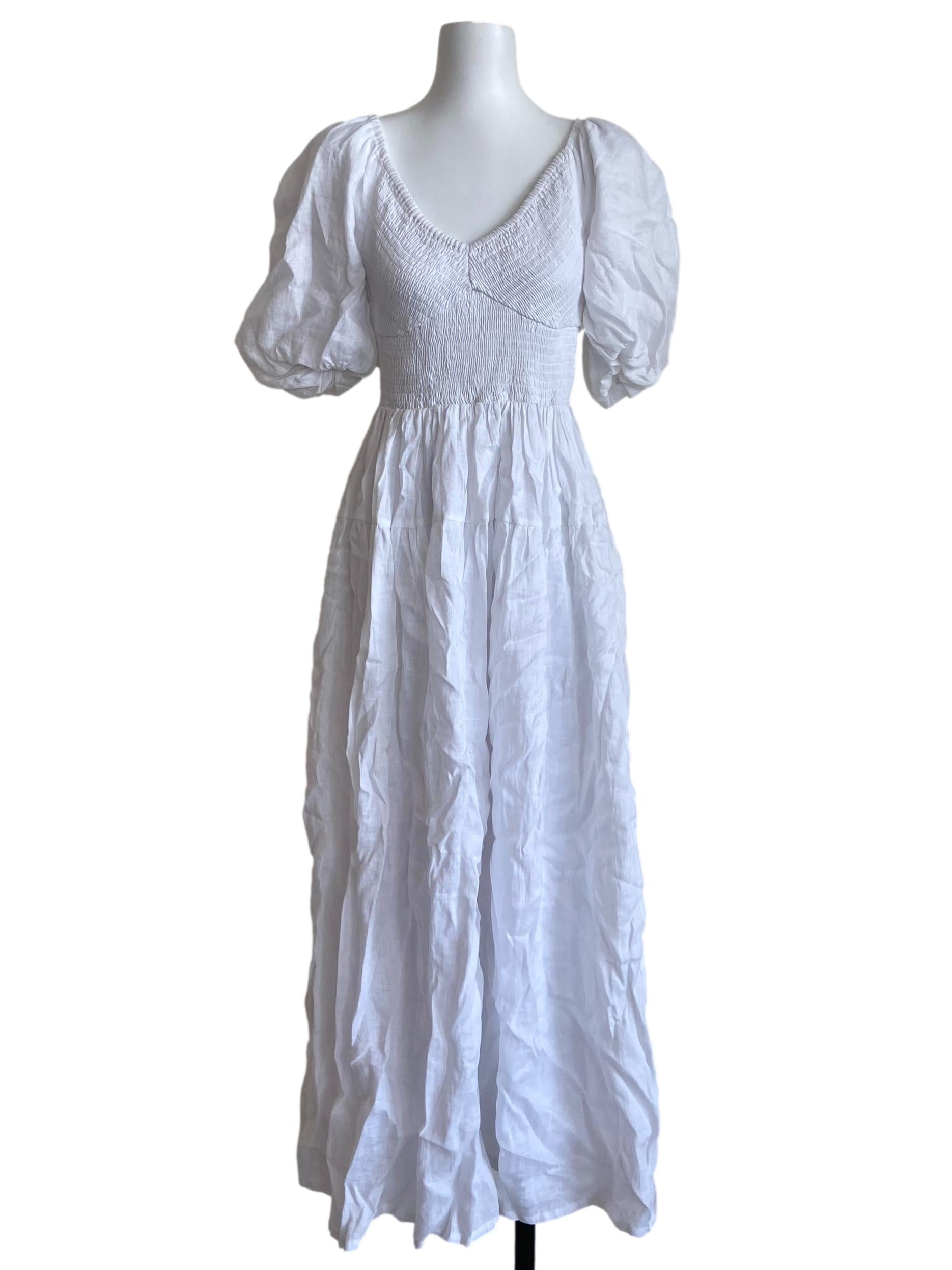 White Pegged Waist Maxi Dress