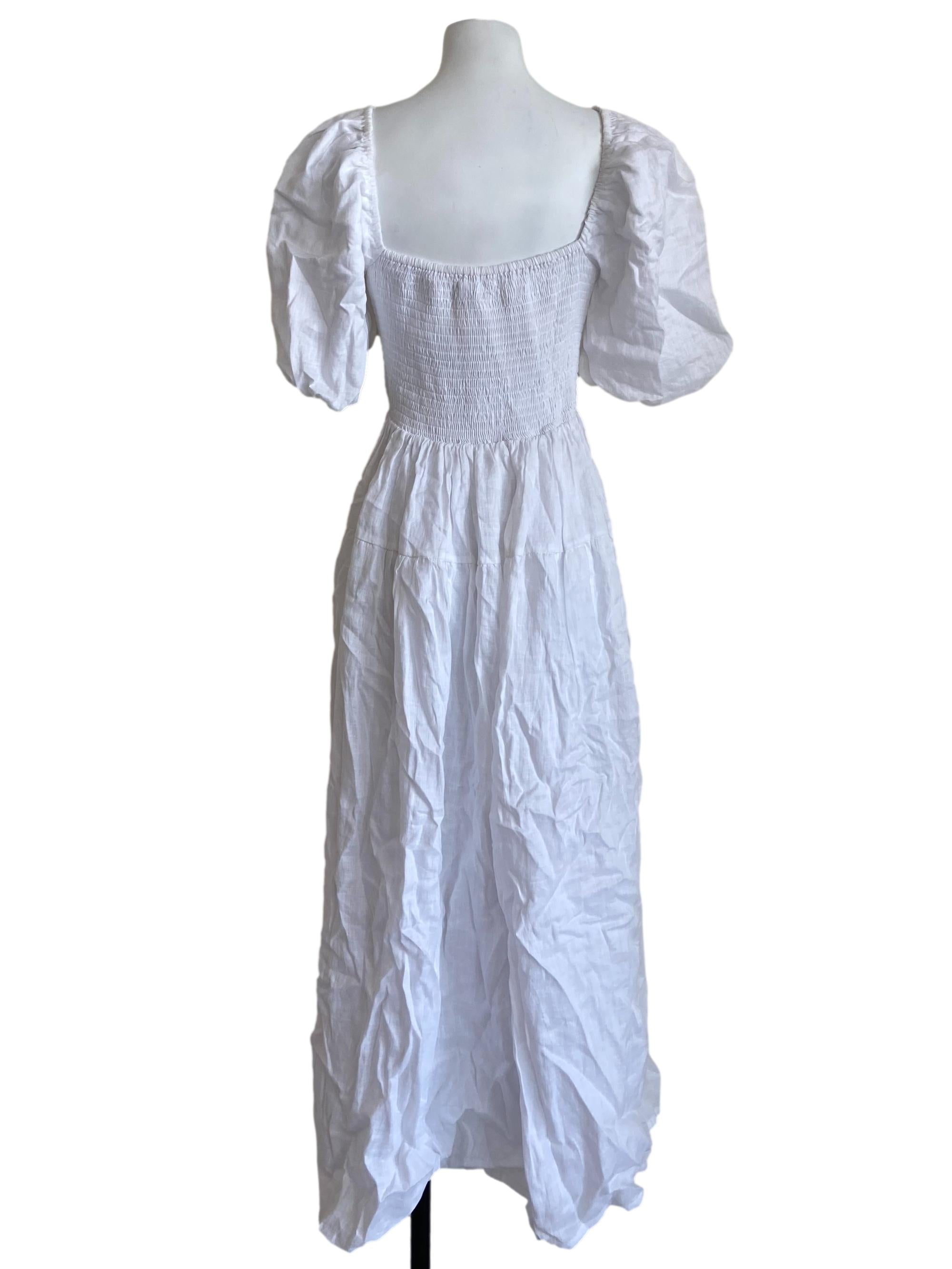 White Pegged Waist Maxi Dress