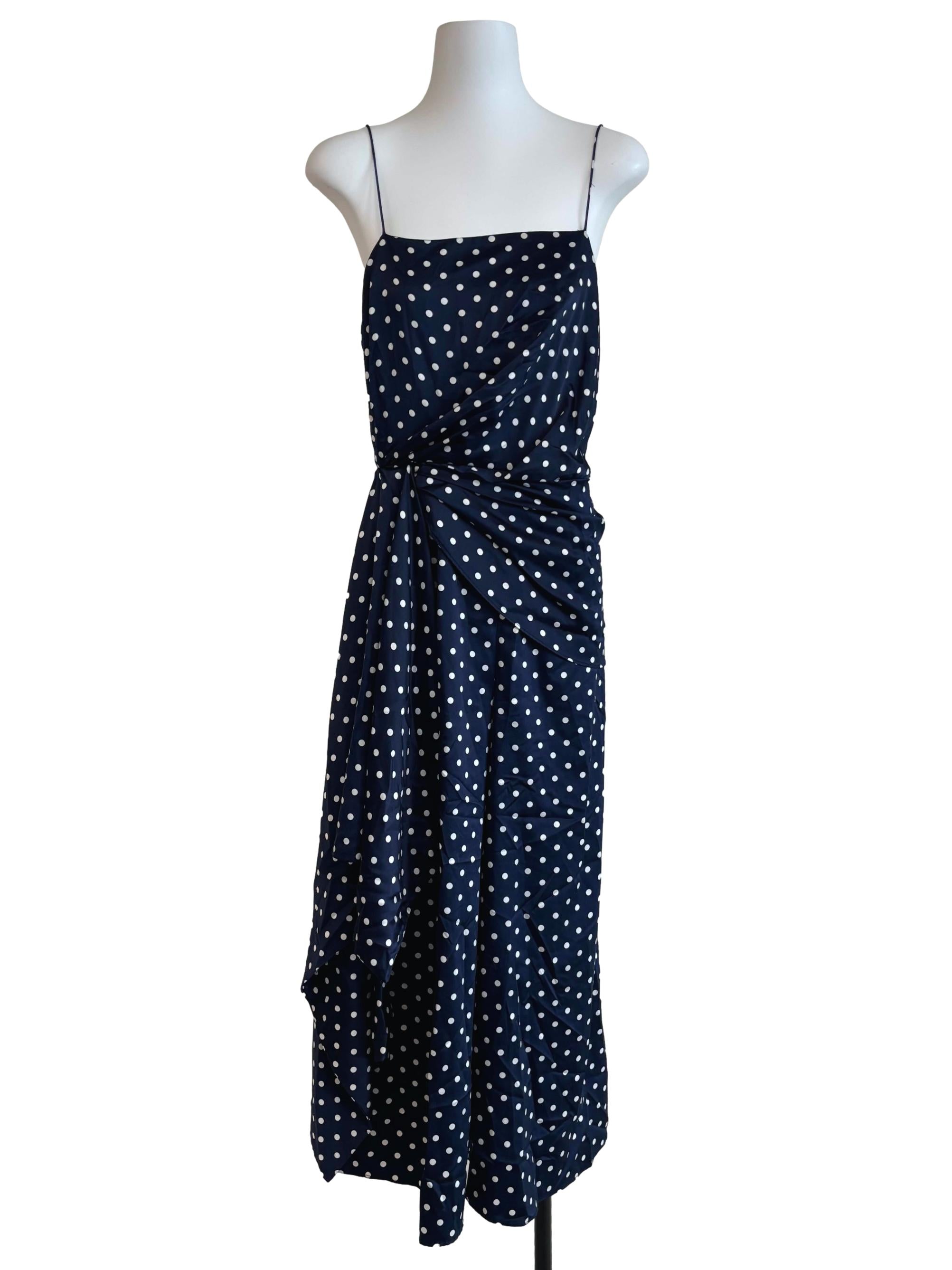 Midnight Blue Polka Dot Drape Jumpsuit
