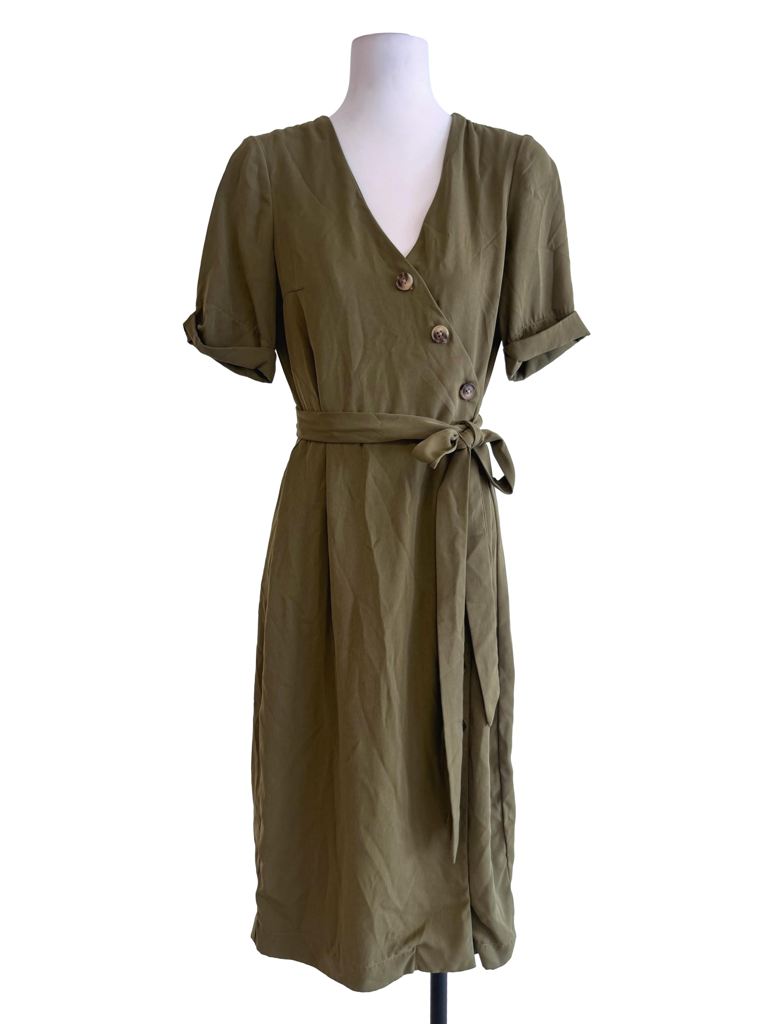 Olive Green Wrap Dress