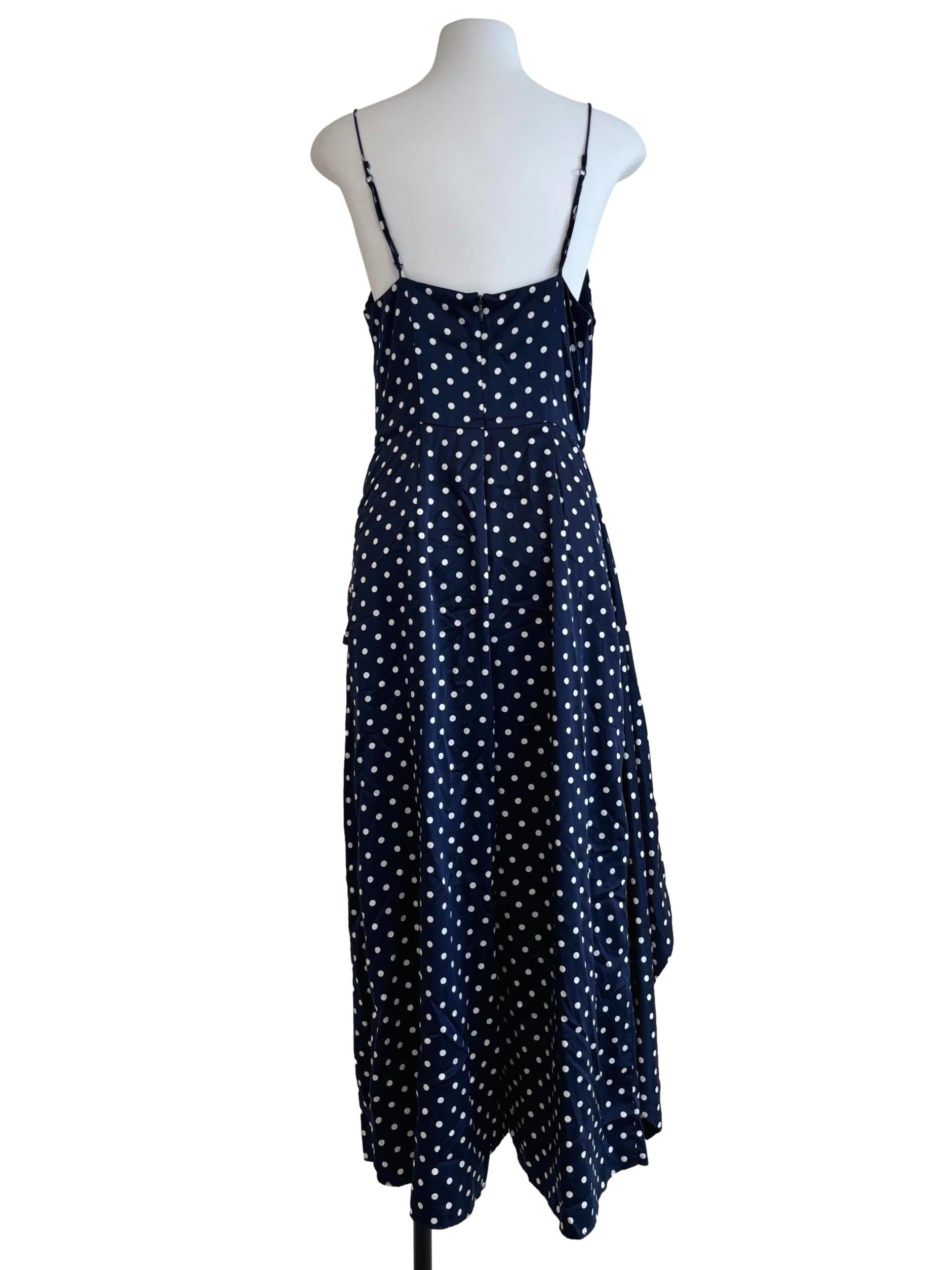 Midnight Blue Polka Dot Drape Jumpsuit