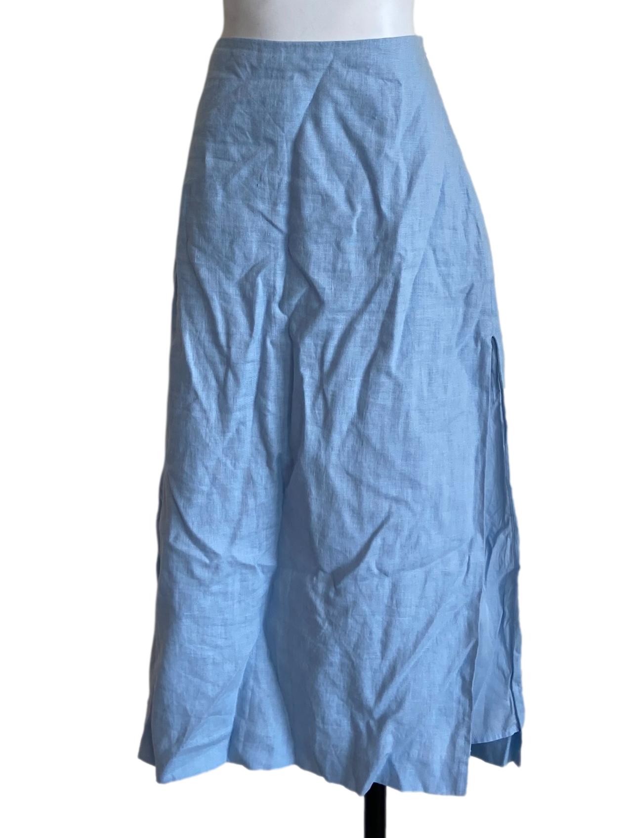 Sky Blue Highwaist Slit Skirt