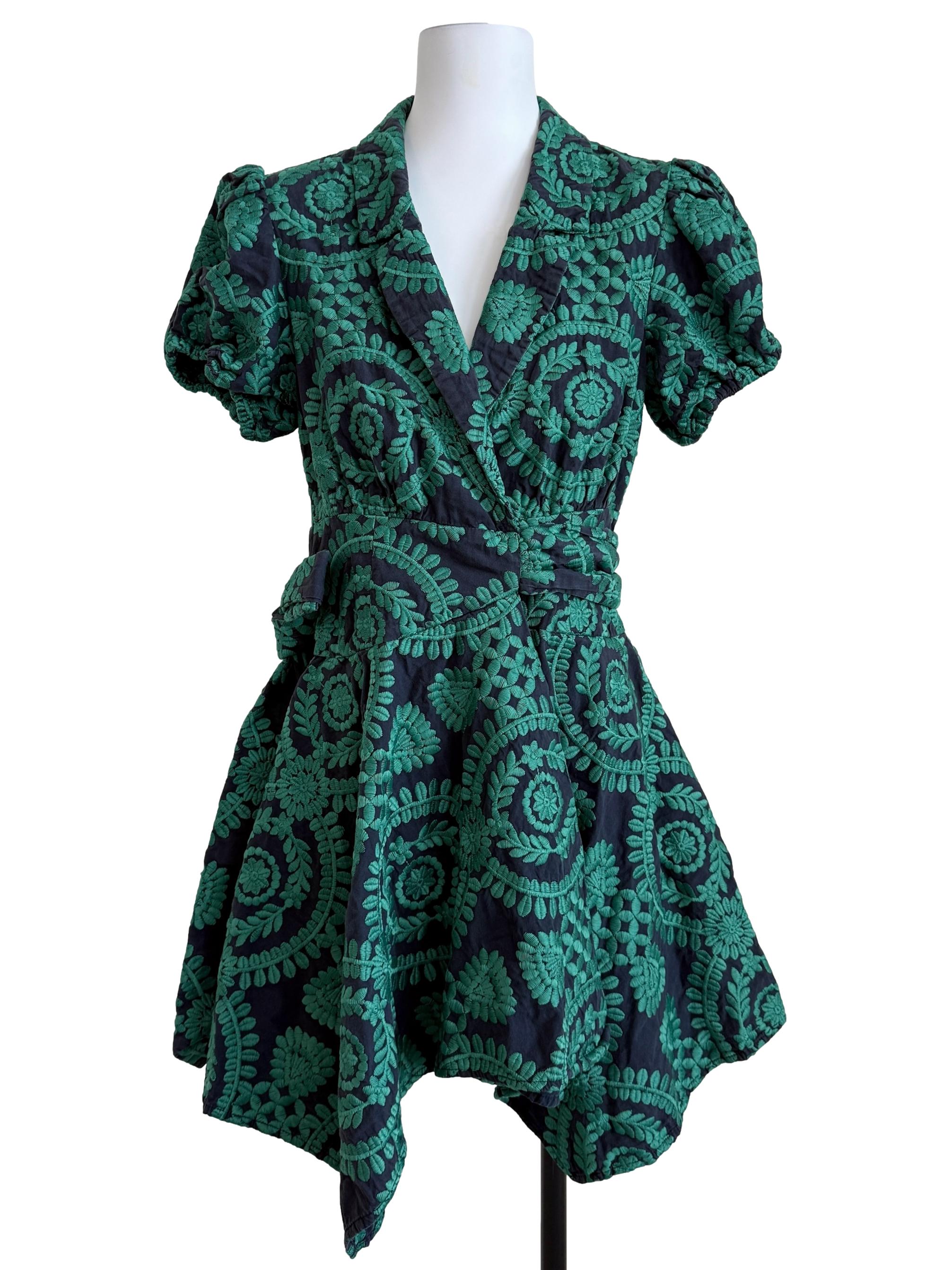Pine Green Pattern Wrap Dress