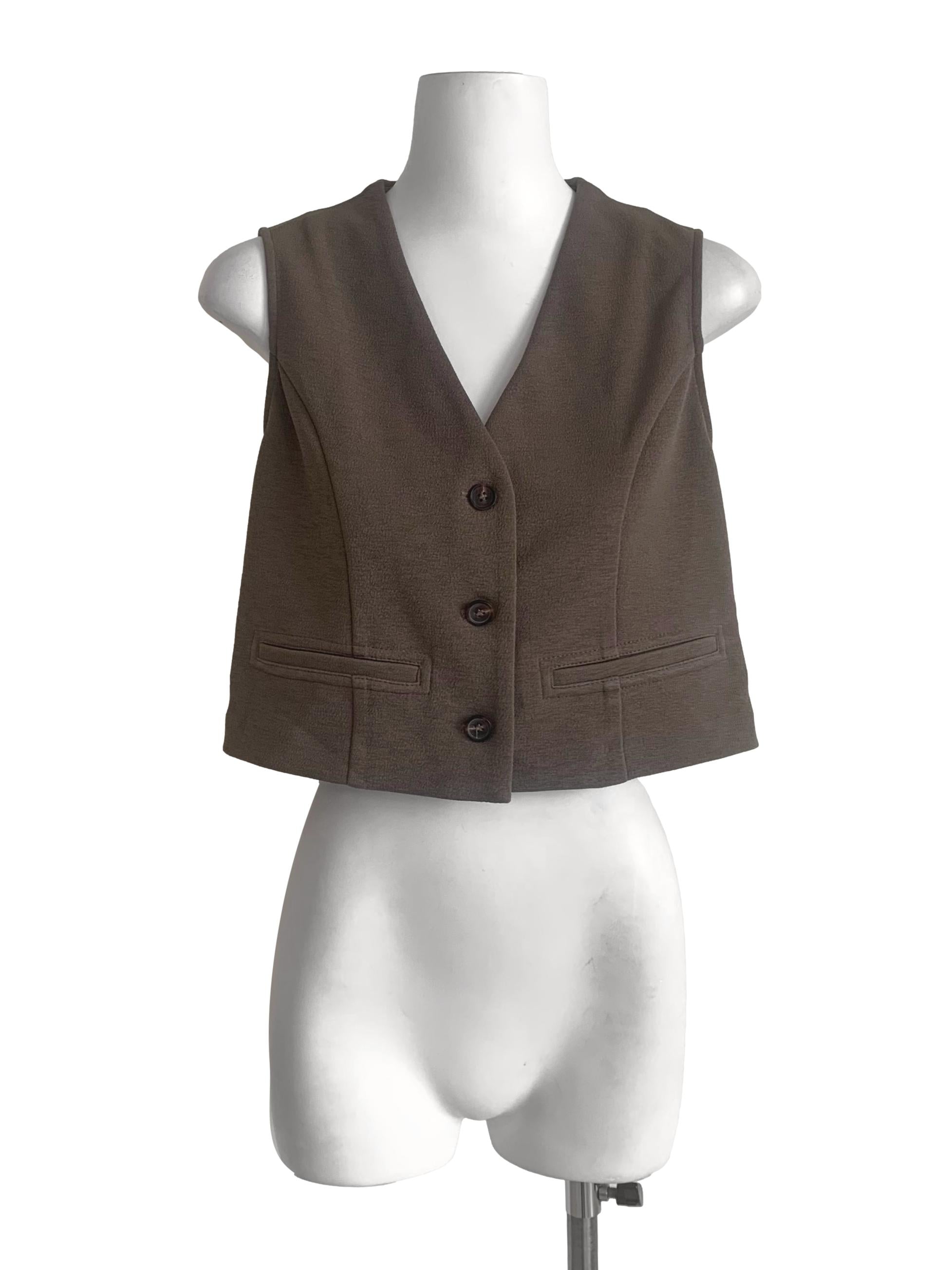Coffee Brown Single Breasted Vest LB