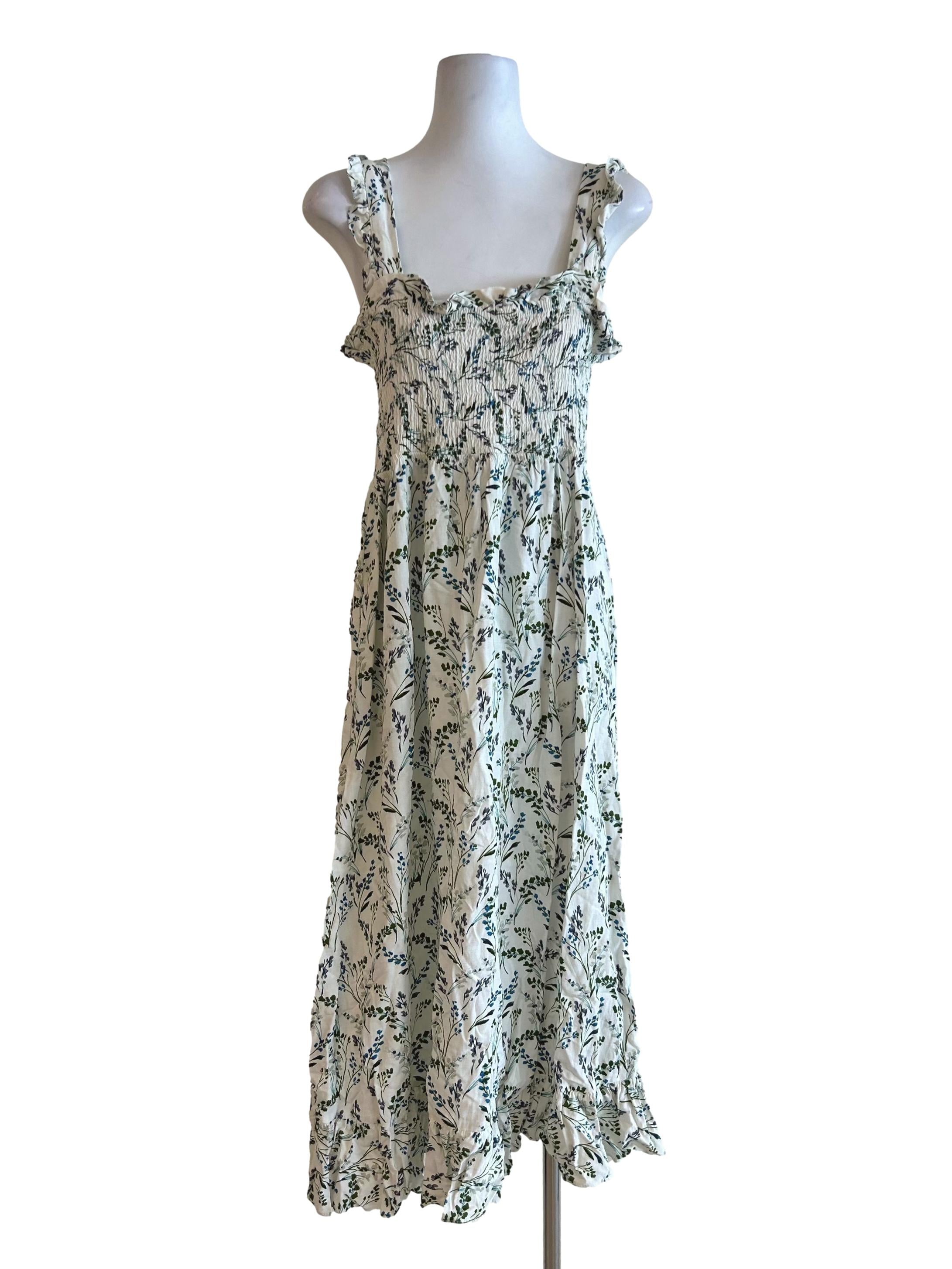 Daisy White Floral Smocked Dress