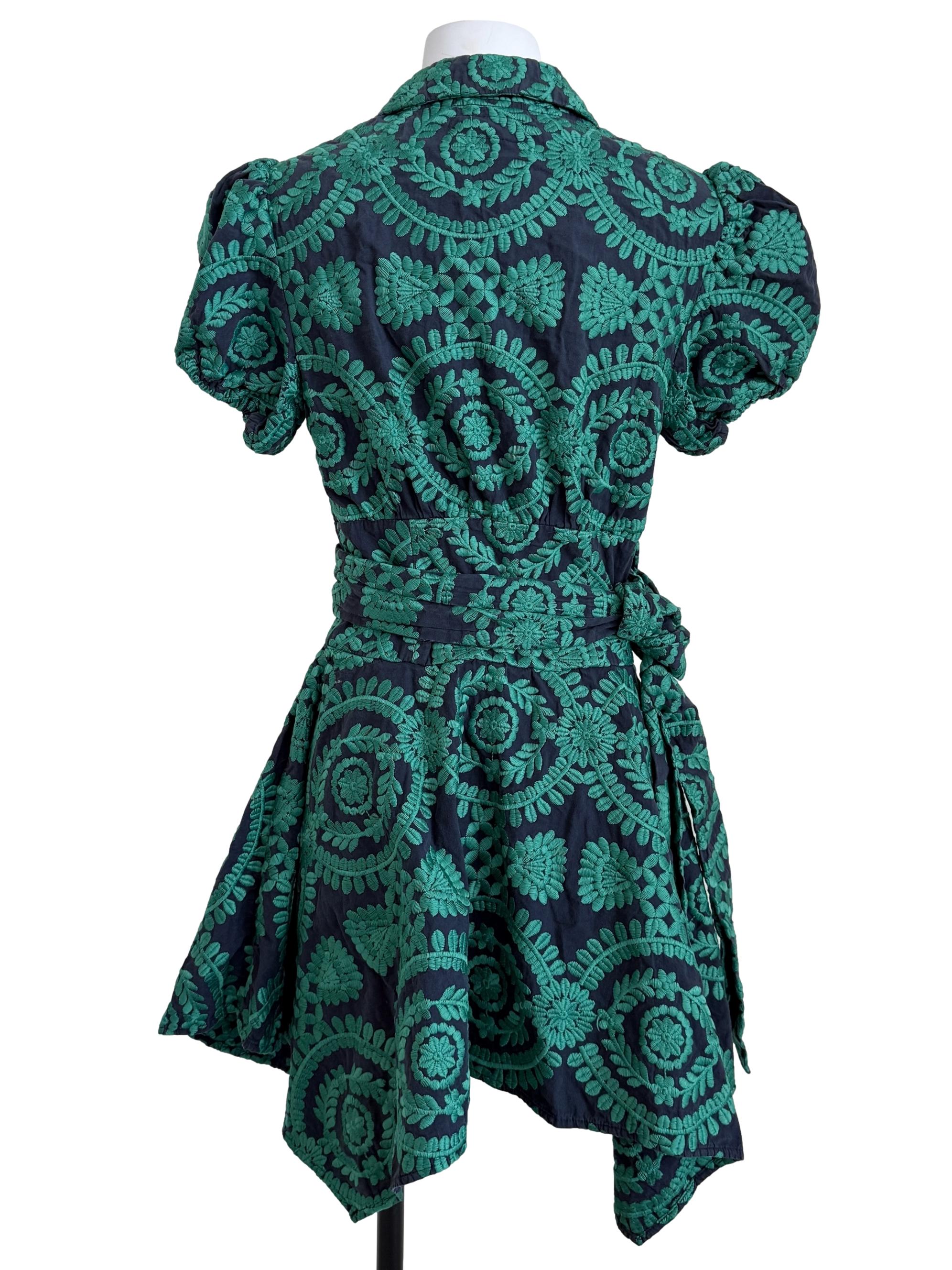 Pine Green Pattern Wrap Dress