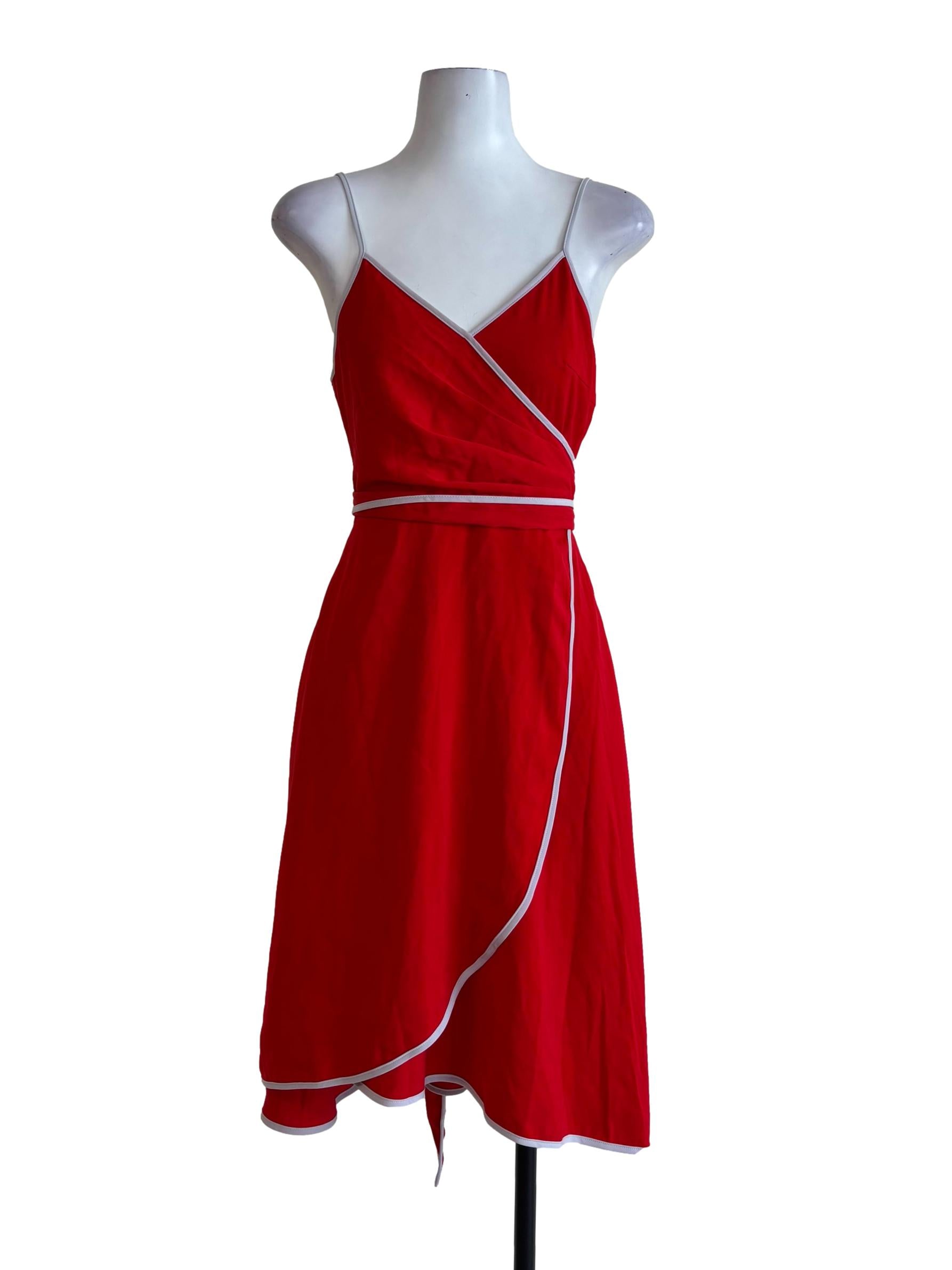 Bright Red Flowy A-Line Dress