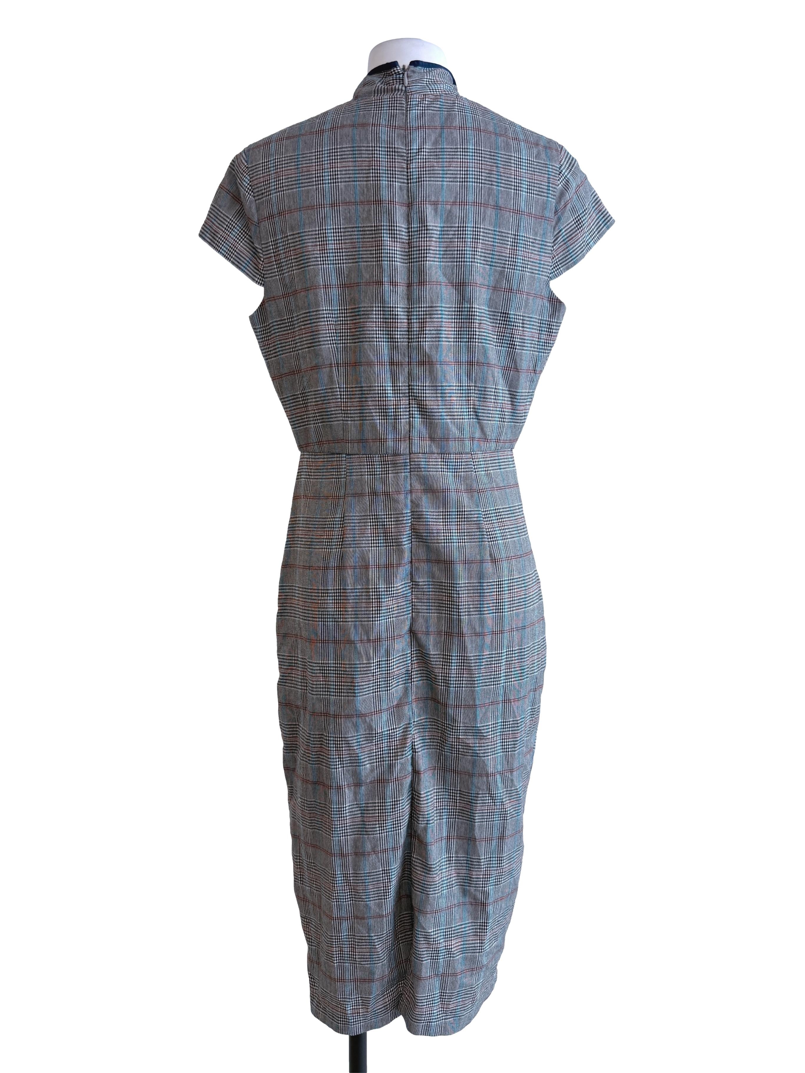 Grey Checked Cheongsam Dress