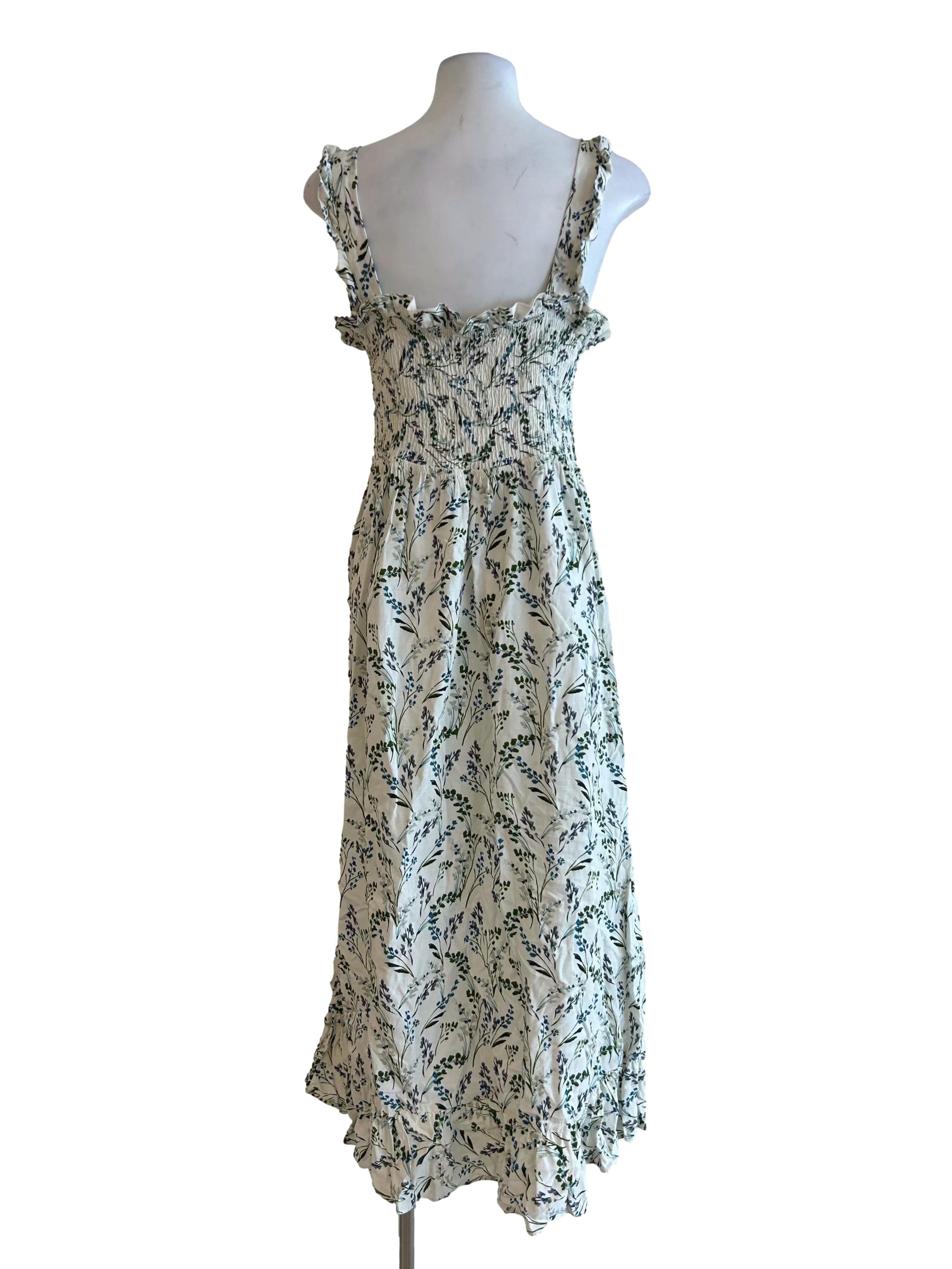 Daisy White Floral Smocked Dress