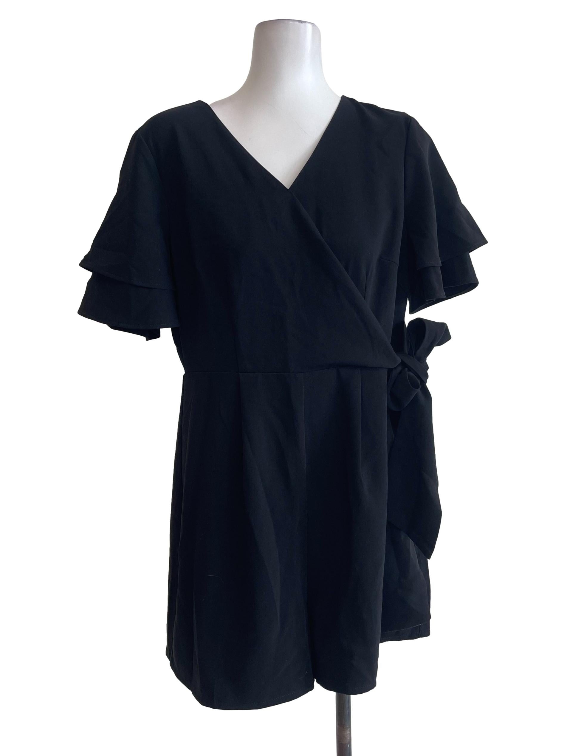 Black V Neck Rompers