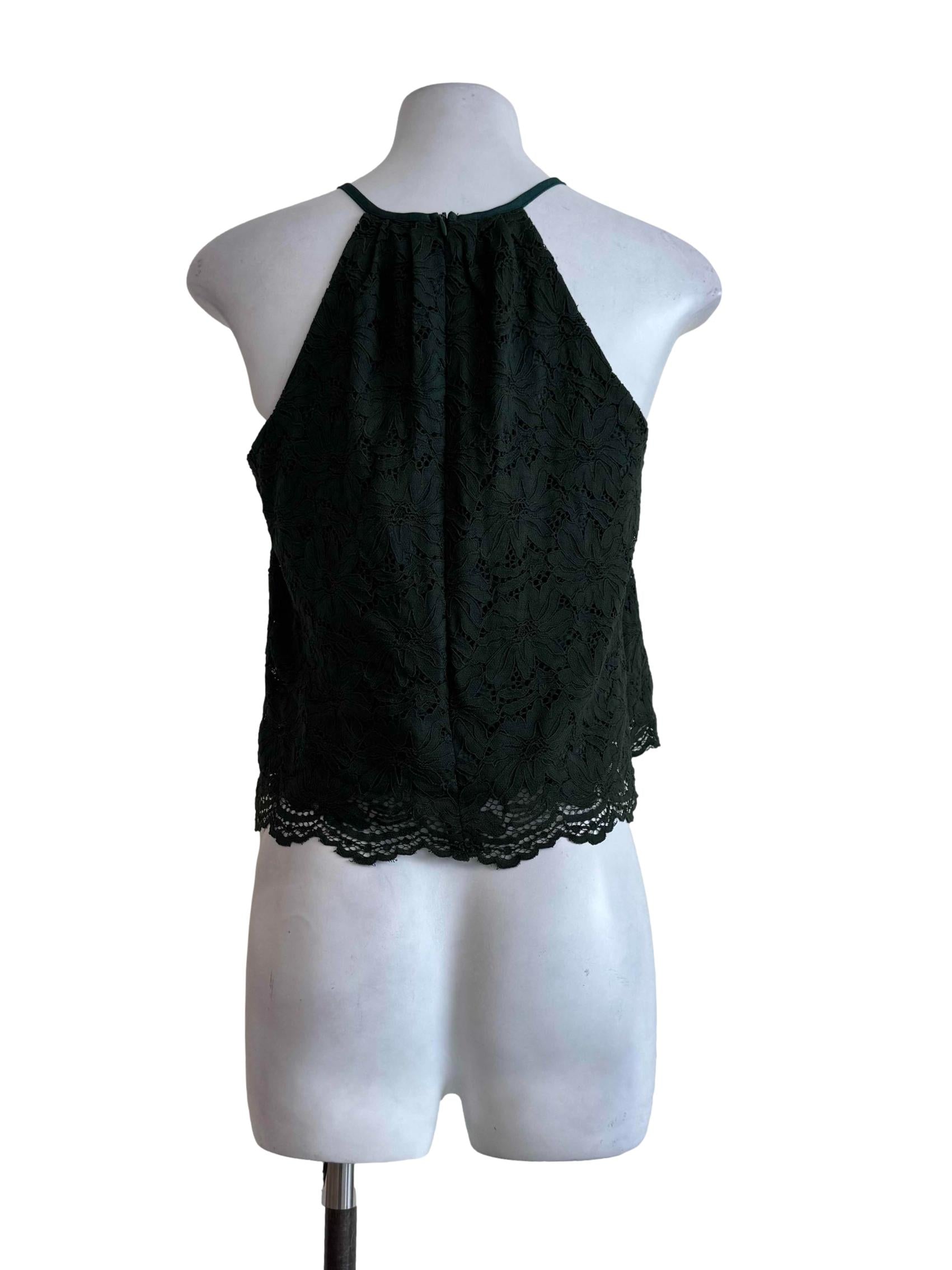 Emerald Green Lace High Neck Top