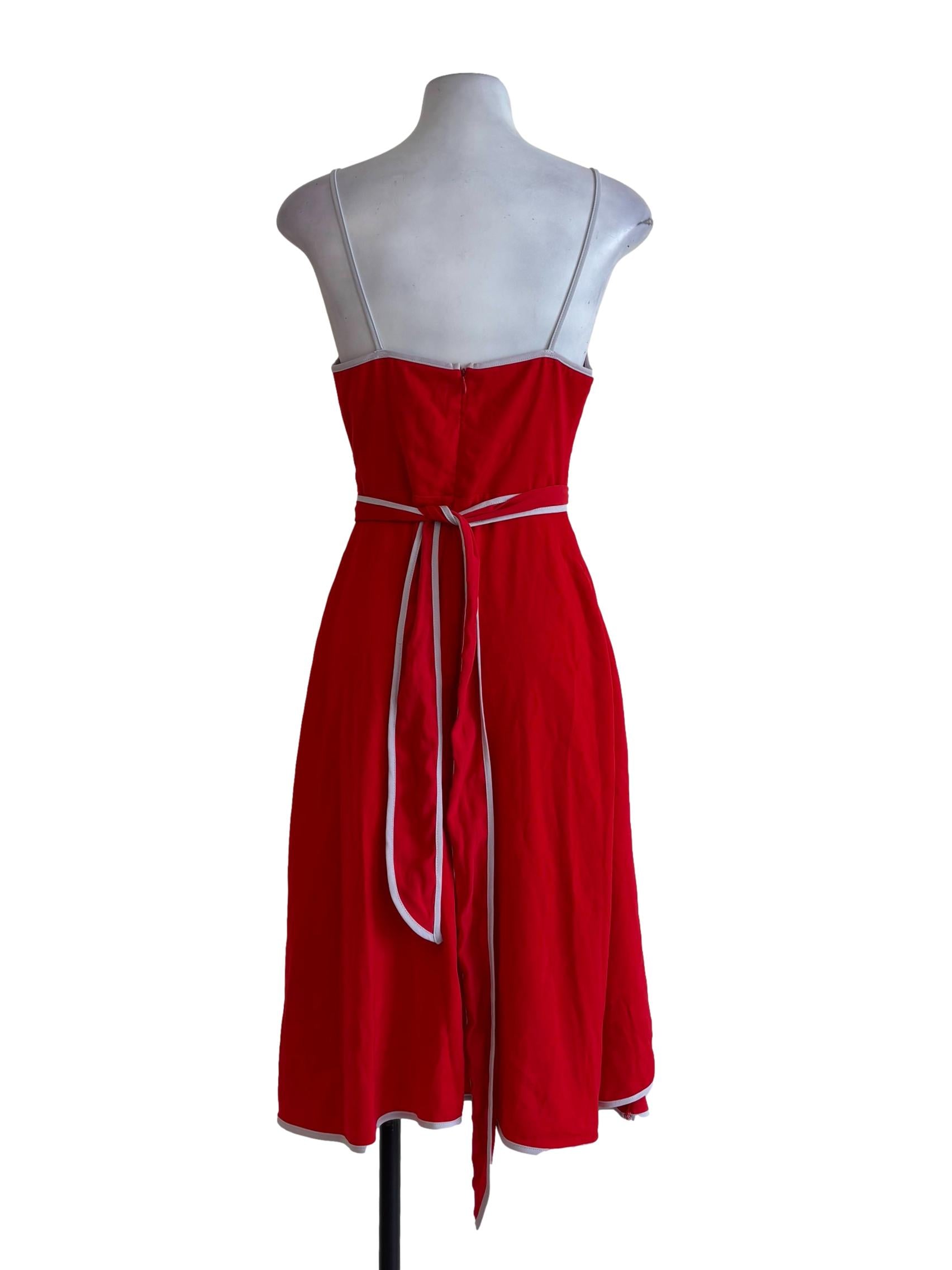 Bright Red Flowy A-Line Dress