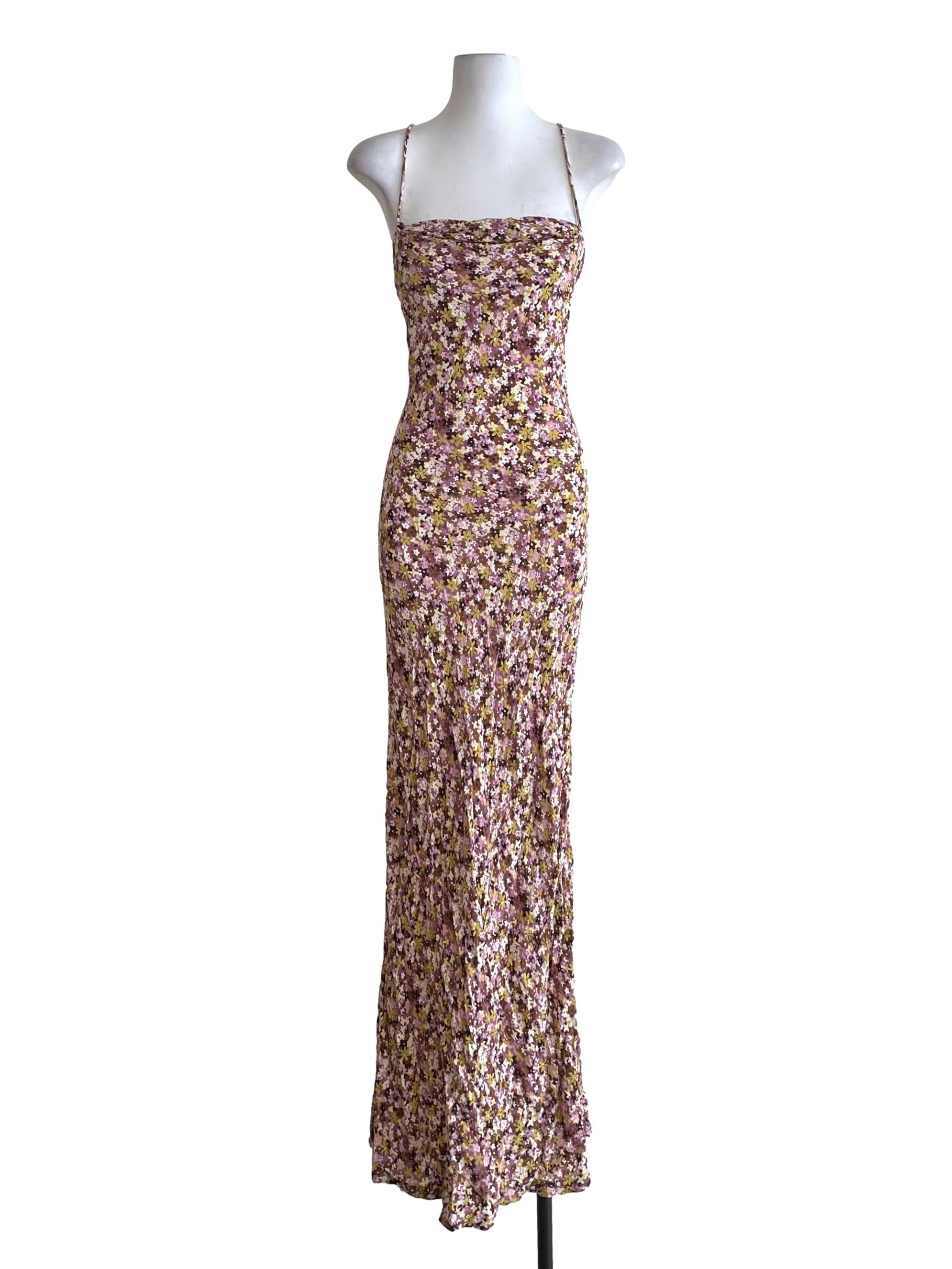 Lilac Floral Back Lace Up Dress