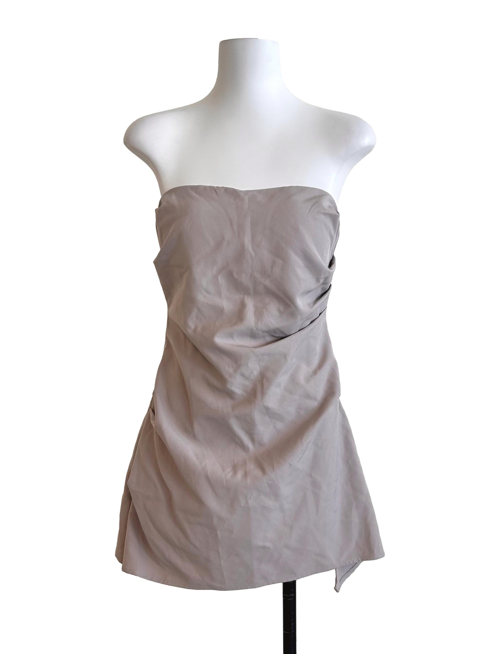 Heather Purple Ruched Strapless Mini Dress YHF