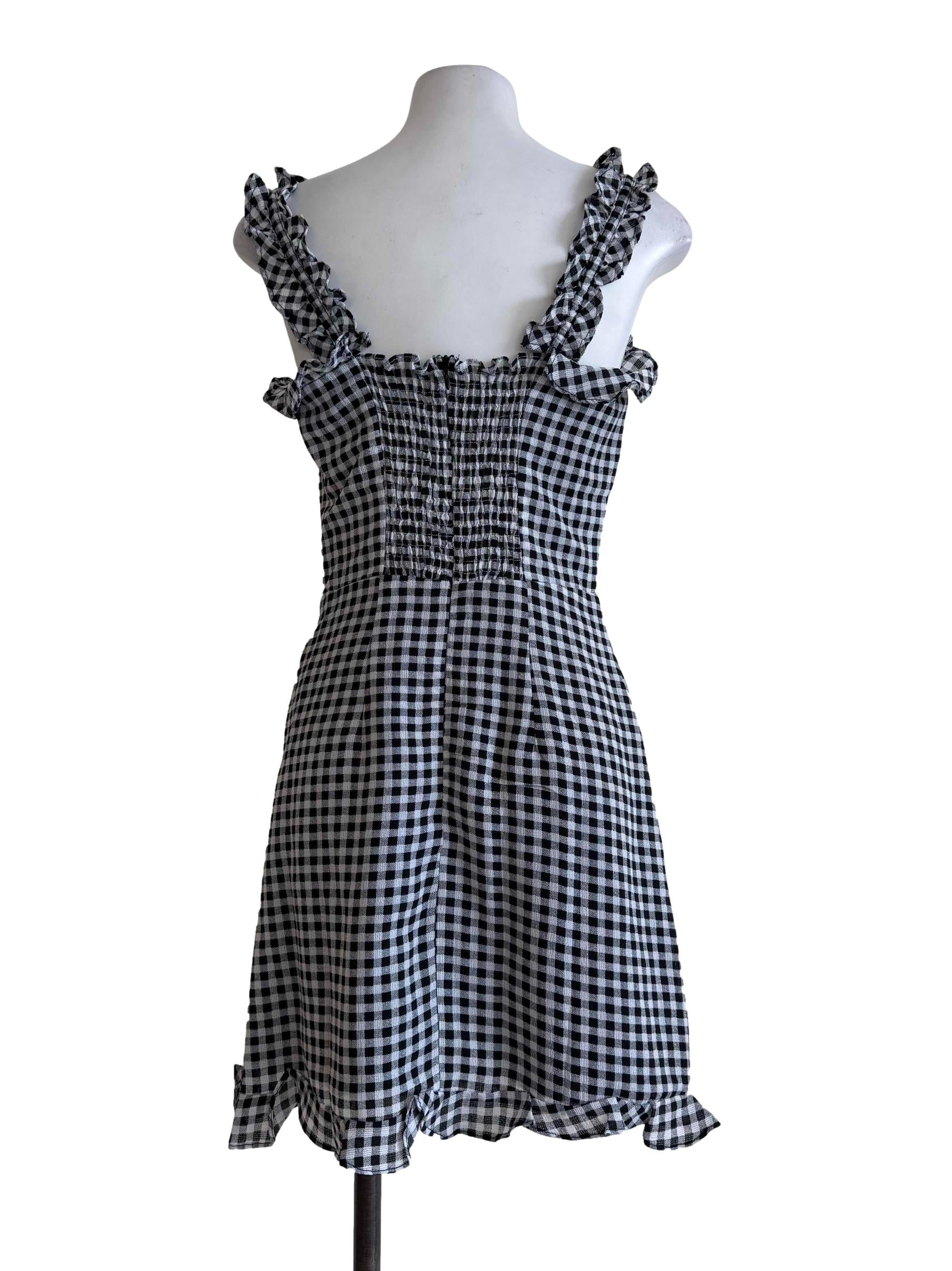 Black Gingham Sweetheart Dress