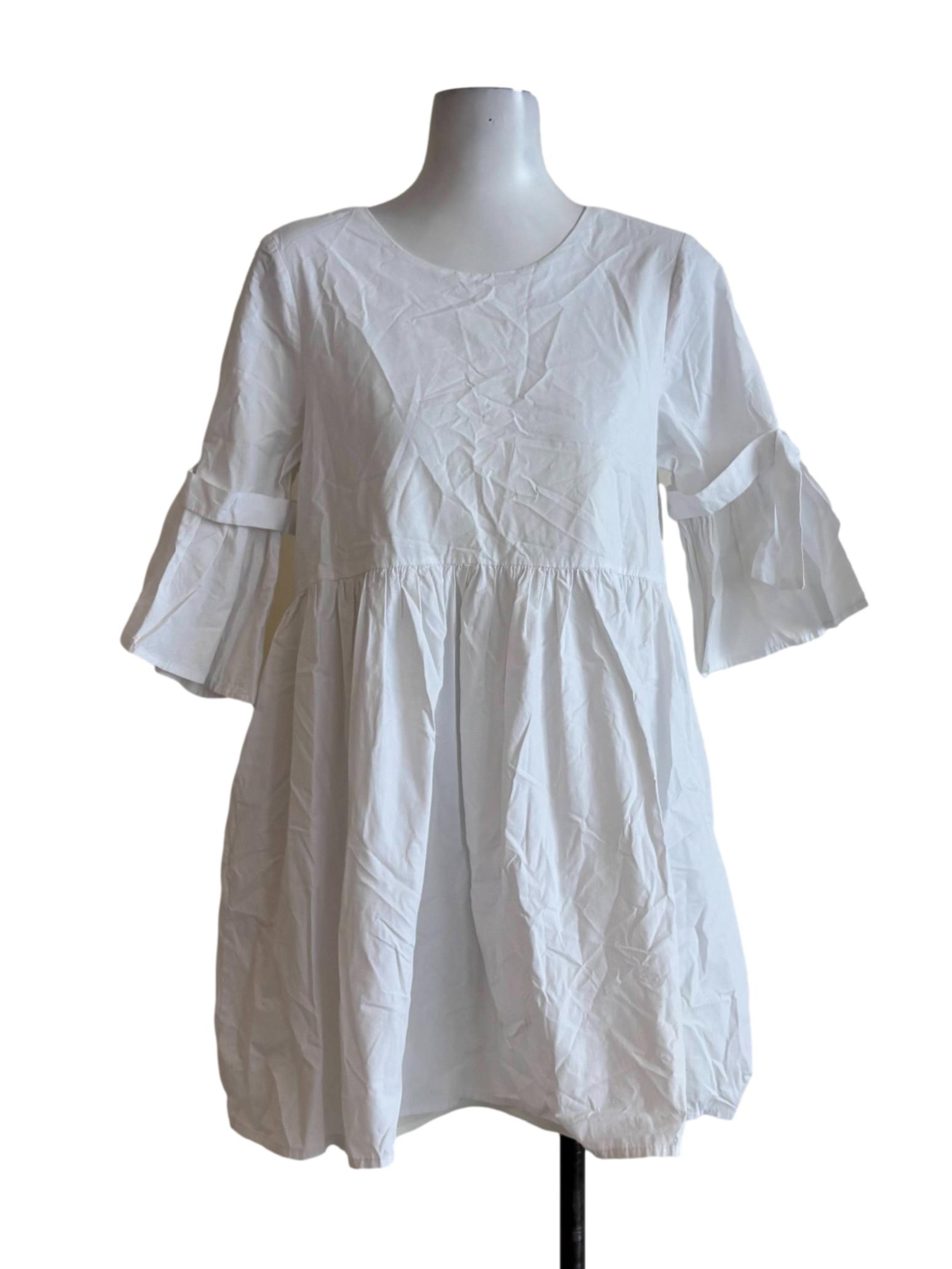 Andwelldressed Pure White Cotton Mini Dress