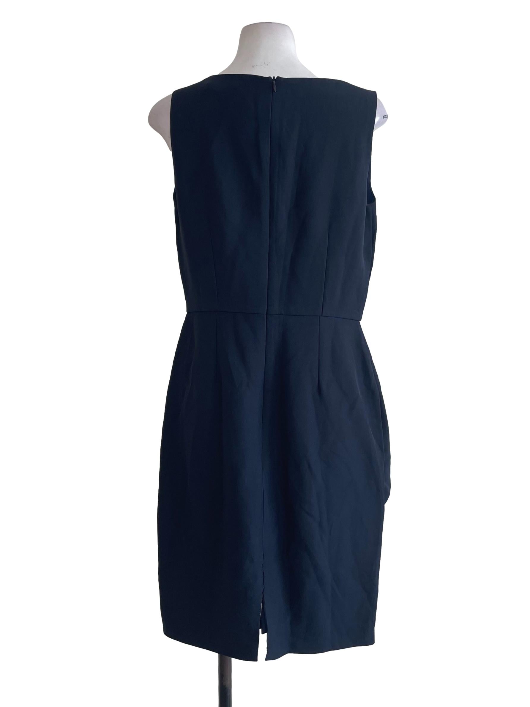 Navy Blue Boat Neck Dress